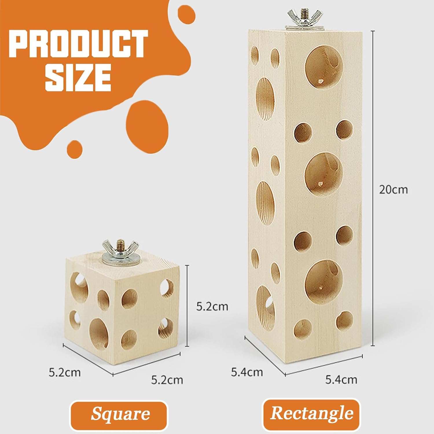 MLKLDOU Bird Wooden Block Chew Toy Parrot Rectangle Chewing Toys,Parakeet Hanging Toy,Bird Perch Stand Foraging Training Toys Shredding & Biting Wooden Bird Cage Accessories image number 5