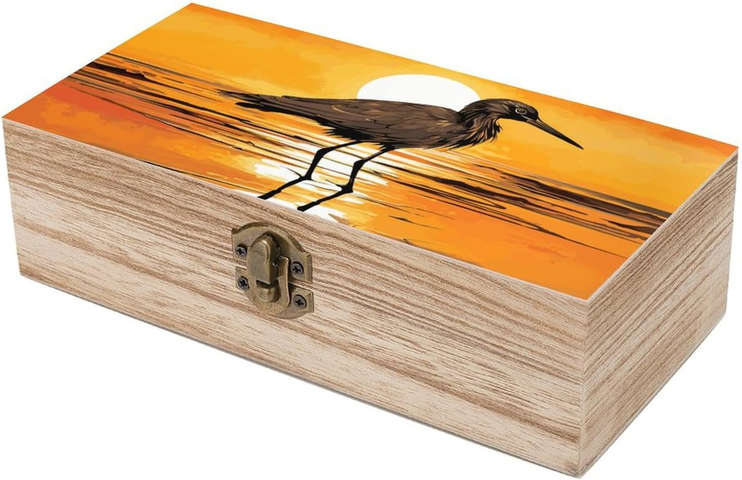 Seaside Birds Wooden Box Wood Wedding Keepsake Boxes with Lids Small Decorative Boxes Lightweight Wooden Memory Storage Box for Crafts Keepsakes Jewelry Photo Letter Storage image number 4