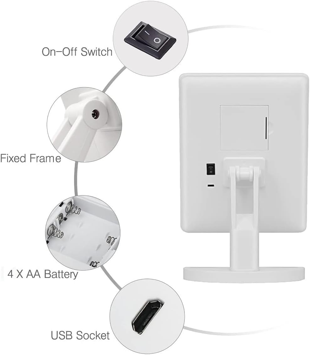 Lighted Vanity Makeup Mirror with 16 Led Lights 180 Degree Free Rotation Touch Screen Adjusted Brightness Battery USB Dual Supply Bathroom Beauty Mirror (White) image number 5