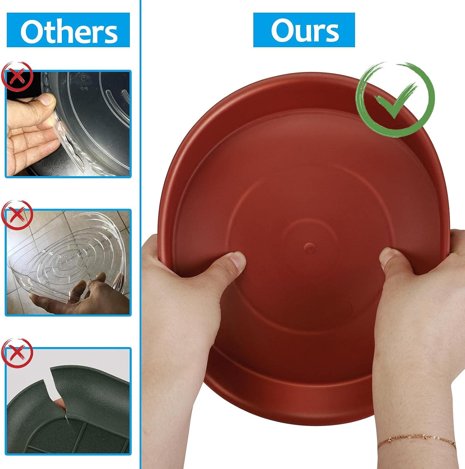 18 Pack Plant Saucers,Flower Pots Urable Thicker Plastic Plant Trays for Indoors and Outdoor, Plastic Plant Pots Plant Saucer Drip Trays (15CM/ 20CM/25CM, Black,White,Brown) image number 2