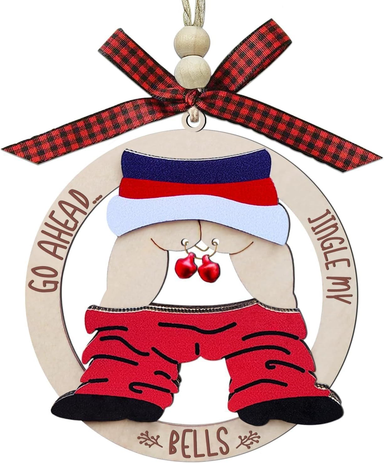 Jingle Bell Christmas Tree Ornaments, Wooden, Unique Stocking Stuffer Gift and Christmas Decorations for Trick,Laughting (1) image number 2