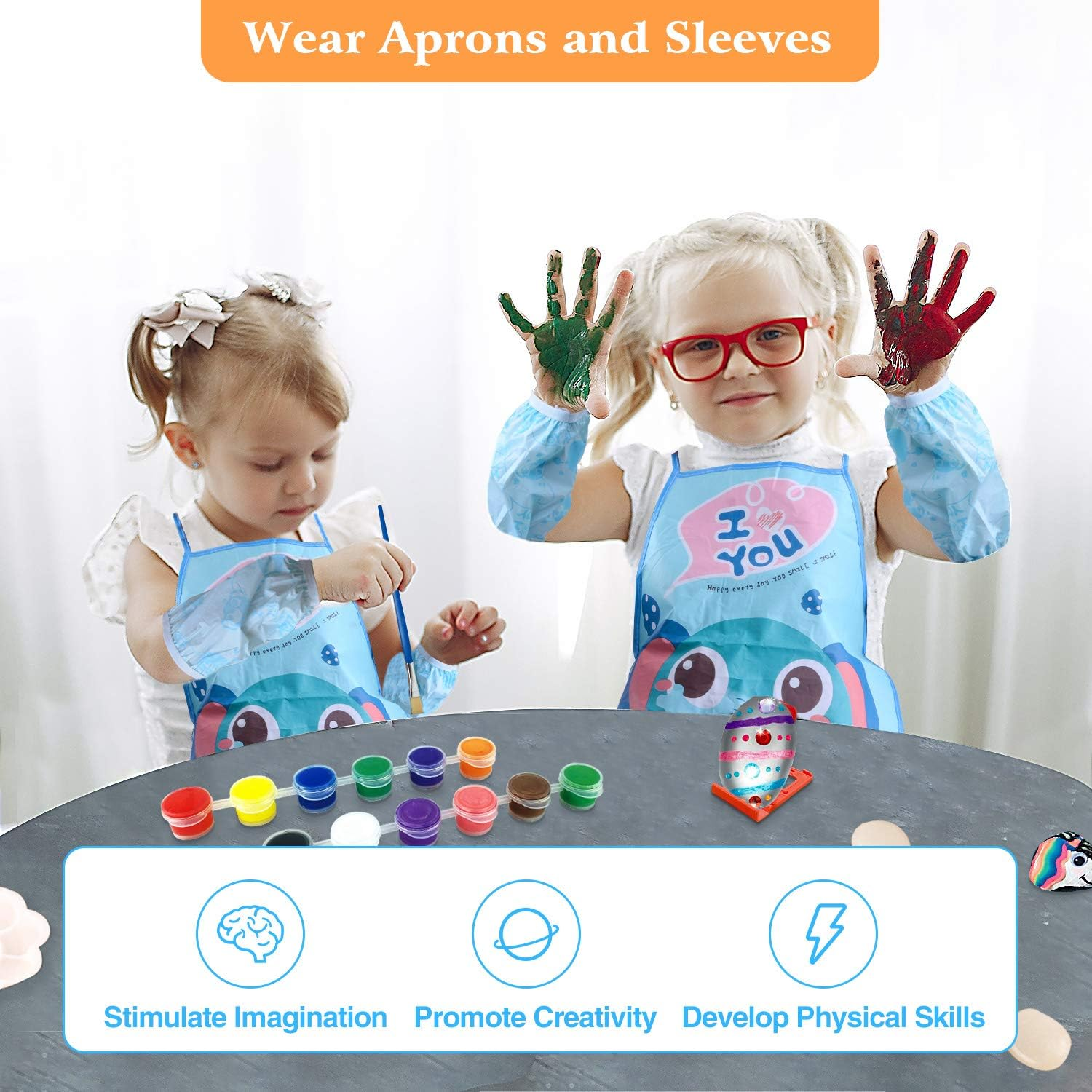 Lekebaby Rock Painting Kit, Arts and Crafts for Kids, Birthday Gifts & Presents for Boys Girls Age 3-12 Year Old image number 1