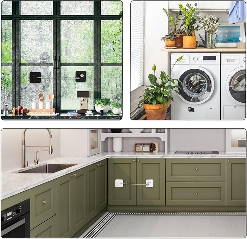 Refrigerator Lock with Key,Lock for Fridge Freezer, Cabinets and Drawers, Air Oven Air Fryer, Closets, Windows, 4Pack Refrigerator Lock with 8 Keys(Black and White) image number 5