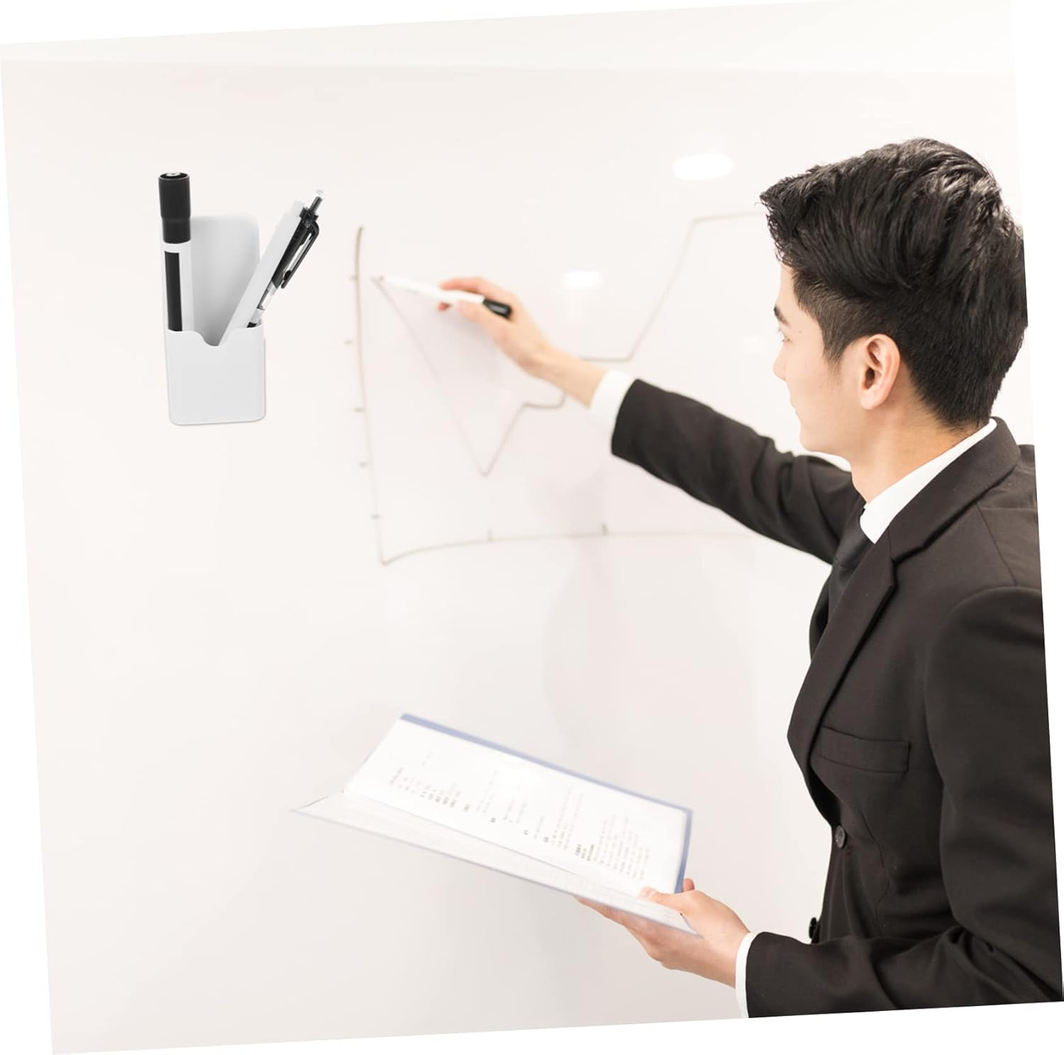 HONMEET 4Pcs Whiteboard Marker Pen Holder Magnetic Pen Storage Box Office Desk Accessory image number 2
