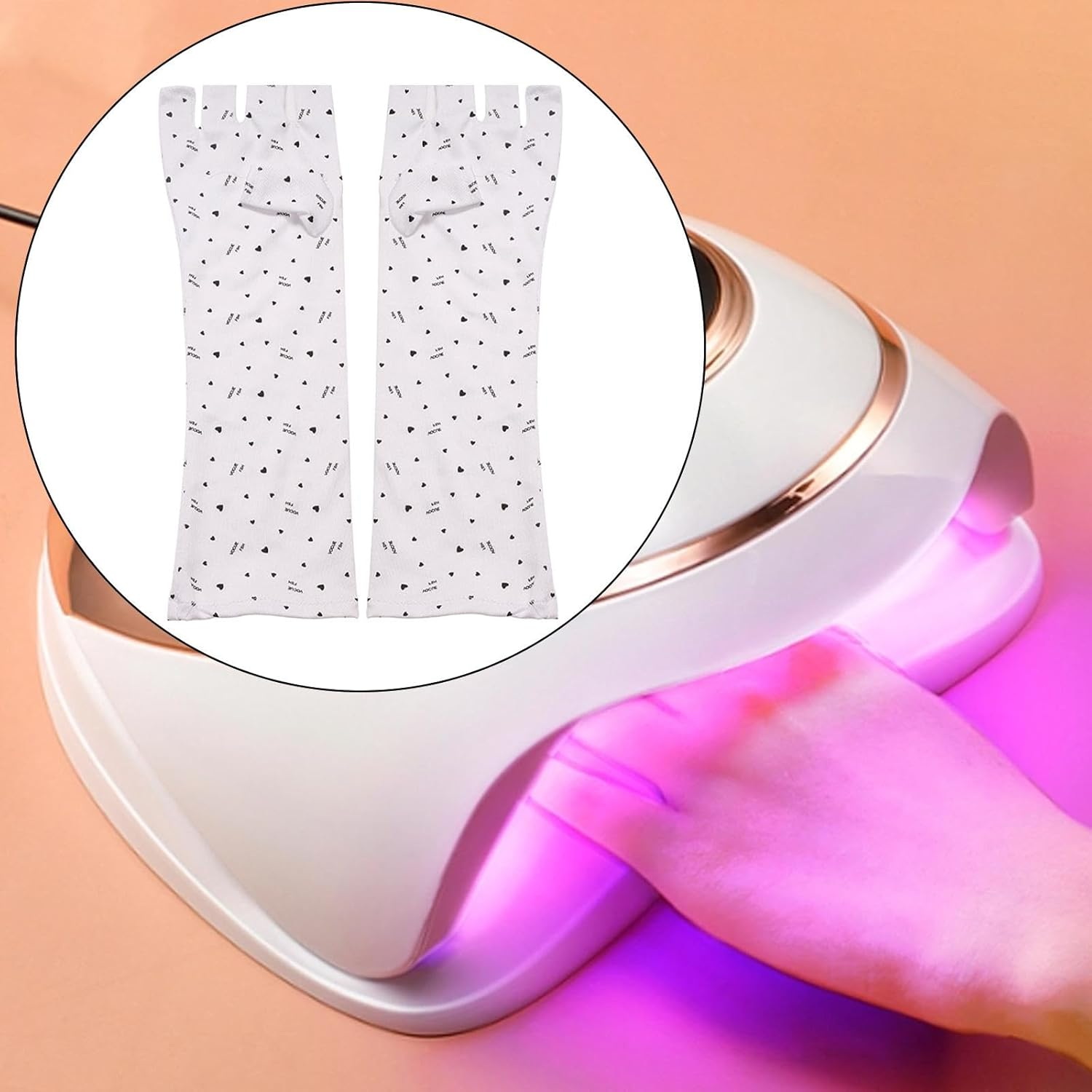 TENOL 2 Pieces Uv Protection Fingerless Gloves,Uv Shield Gloves Skincare,Durable Lightweight Portable Sun Protection Gloves for Nail Lamp Making Gel,Women, Long image number 4