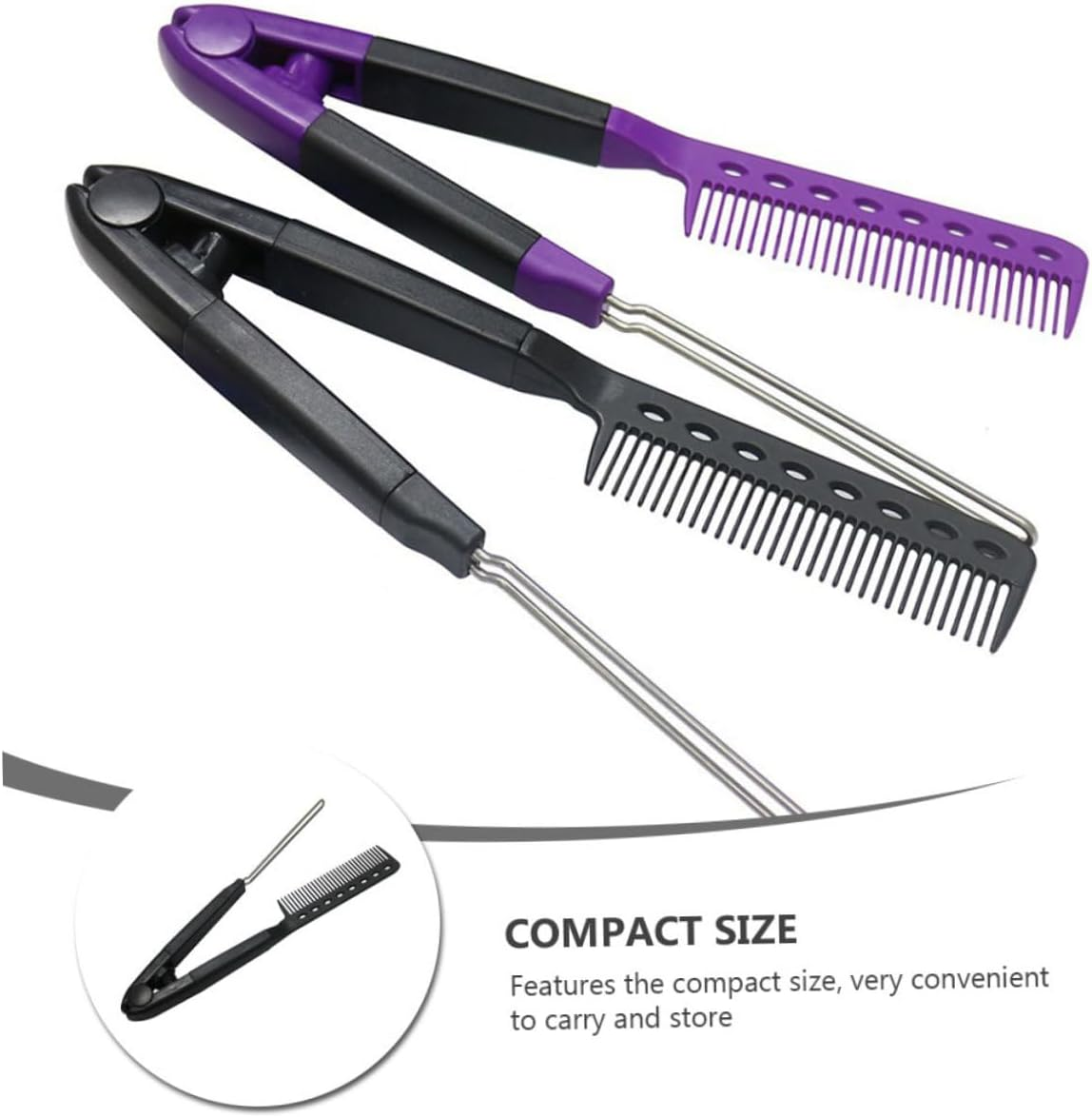 DINHEAROM V-Shaped Hair Straightening Comb Tool Hairbrush for Hair Types Detangling and Smoothing for Home Use and Professional Salons image number 3