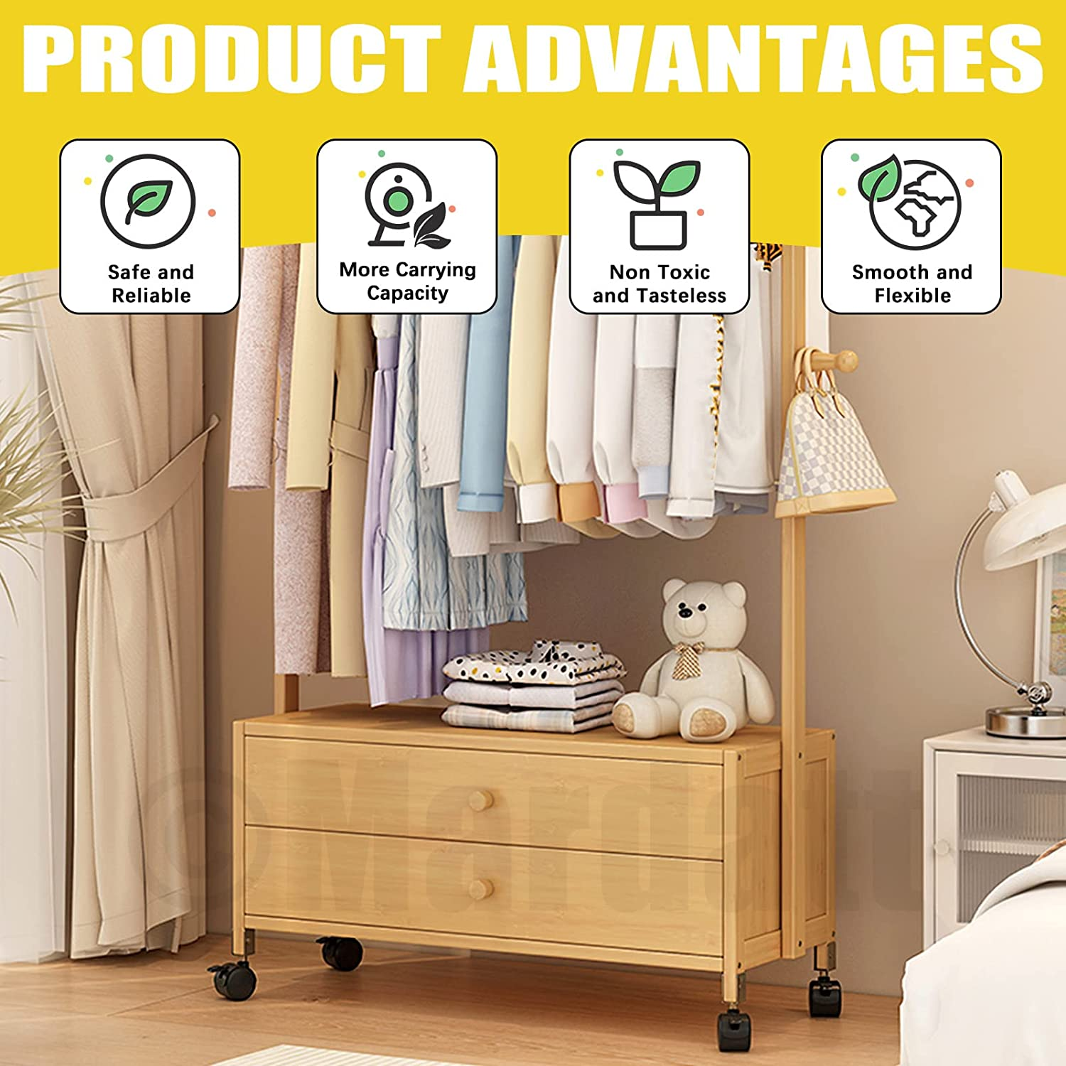 Mardatt 4Pcs 1 Inch Nylon Swivel Caster Wheel with Brake, M8 X 13Mm Threaded Stem Casters Heavy Duty Office Chair Caster Wheels Replacement for Protecting Furniture Wheel Shelf Floor image number 6