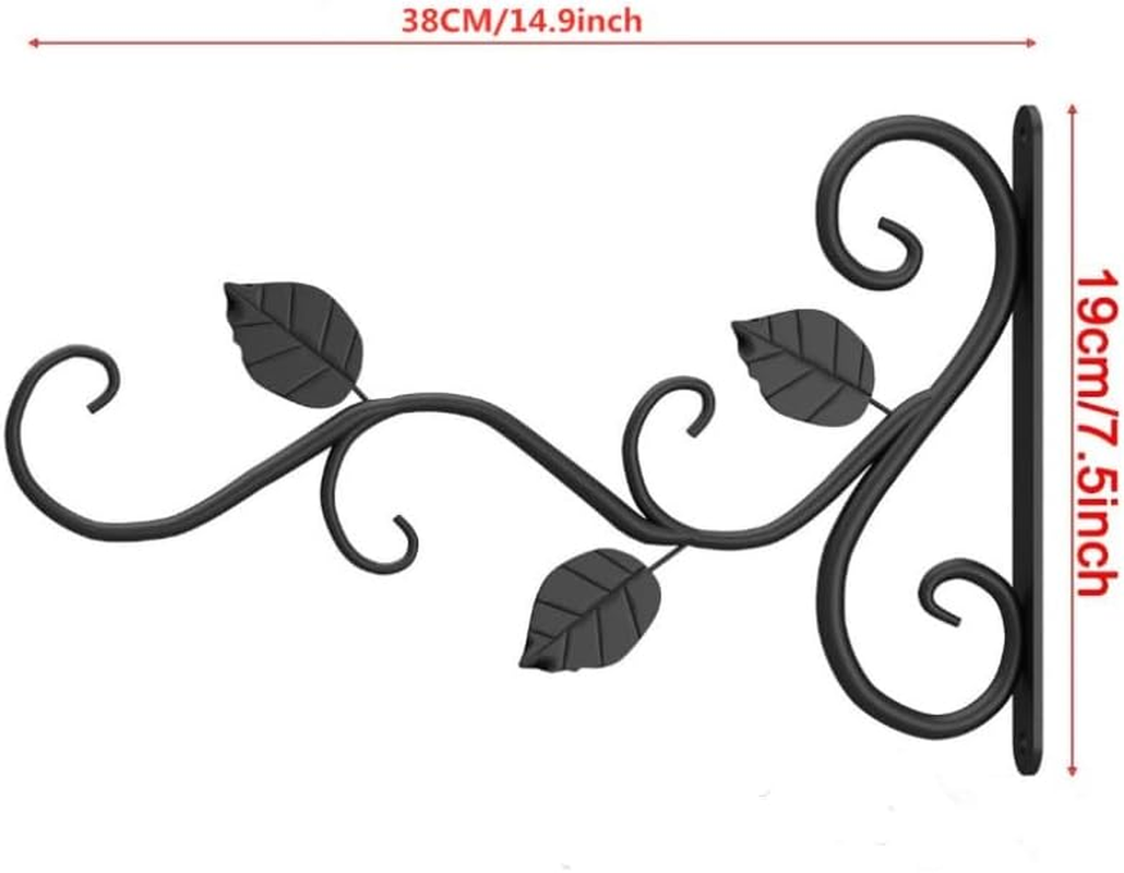 Wall Hanging Plant Bracket, 2 Pcs Retro Outdoor Indoor Garden Hook D&eacute;cor Alloy Decorative Plant Brackets Hooks, Wall Mount Plant Hangers with Screws for Bird Feeders, Planters, Black