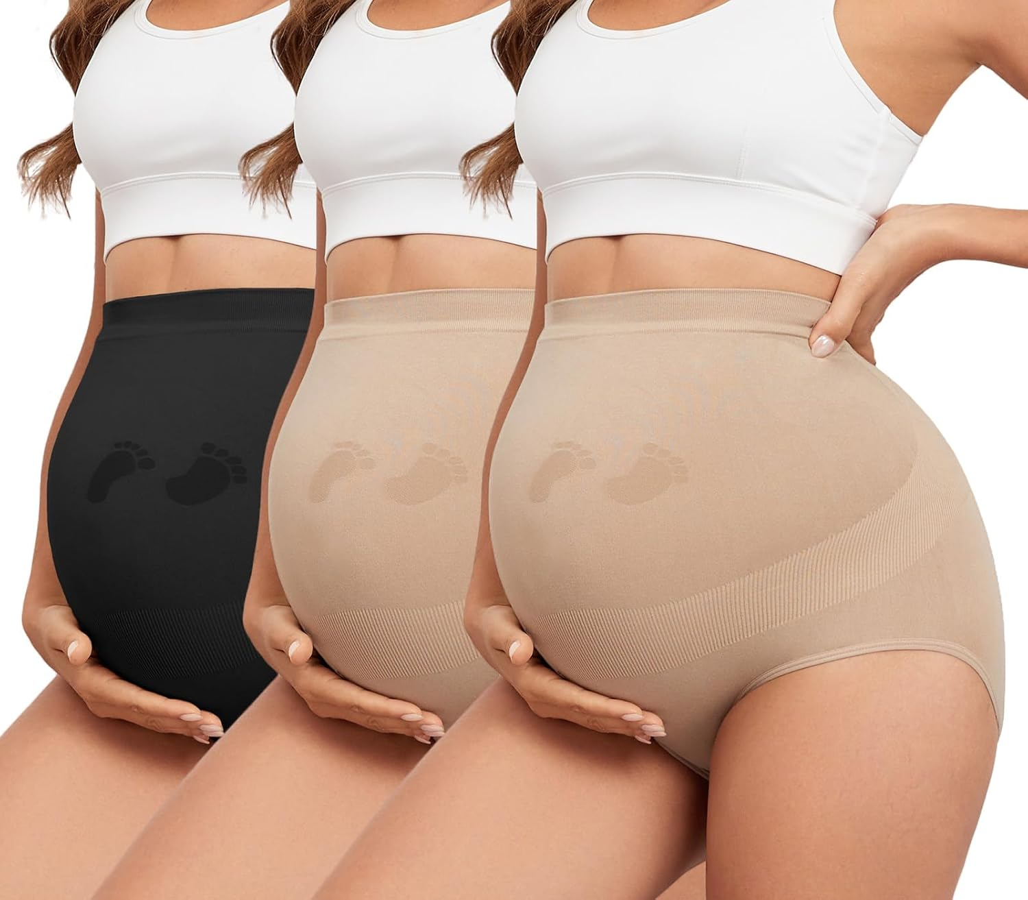 Maternity Underwear Seamless High Waisted Maternity Panties over Bump Pregnancy Belly Support