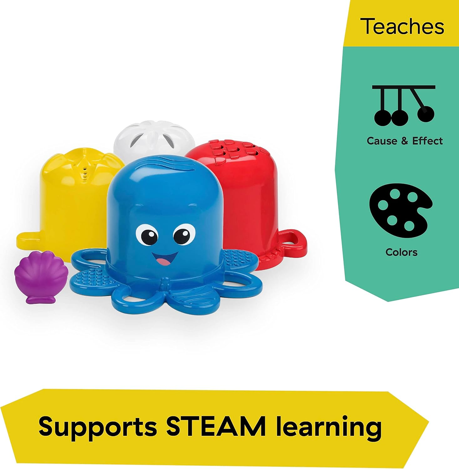 Baby Einstein Ocean Explorers Opus&rsquo;S Stack & Stream Sensory Stacking Cups, Ages 3 Months and Up