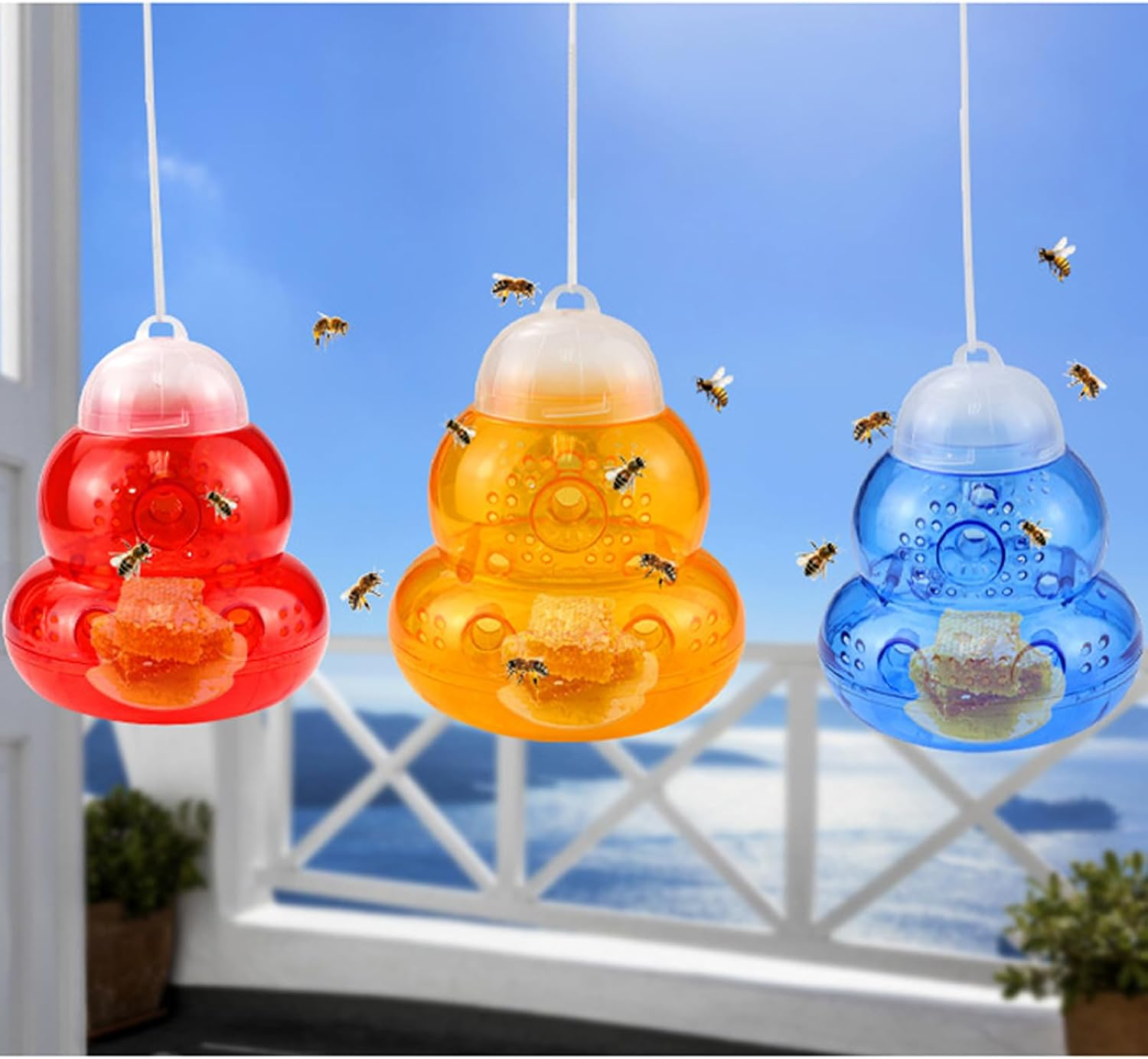 2 Pack No Bottom Seam Wasp Traps - Effective Outdoor Hornet Trap for Yellow Jackets and Bees - Safe, Natural and Reusable - Pest Repellent Solution for Your Garden image number 3