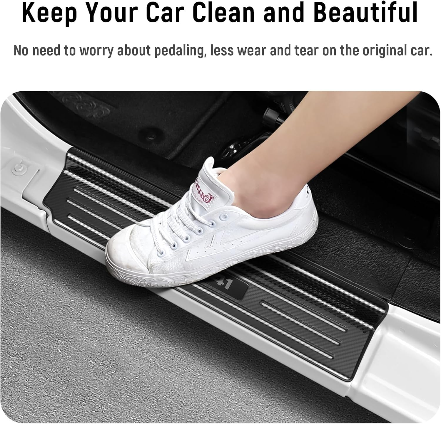 Bercicci 2PCS Door Sill Protector for Jeep Wrangler JL JLU 2018-2025 & Gladiator JT 2020-2025 Accessories Stainless Steel 2-Door Car Pedal Kick Protection (Carbon Fiber) image number 6