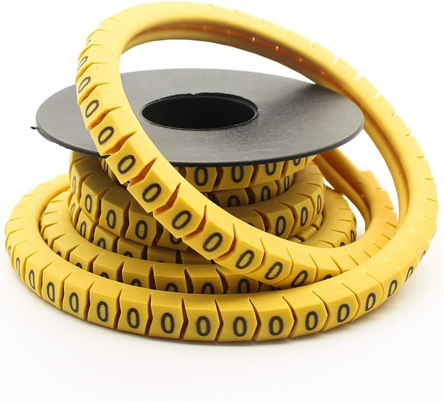 10 Rolls of 0-9 Number Tube,Yellow Flexible PVC Concave Cable Wire Markers Label Tag (6Mm2) image number 5