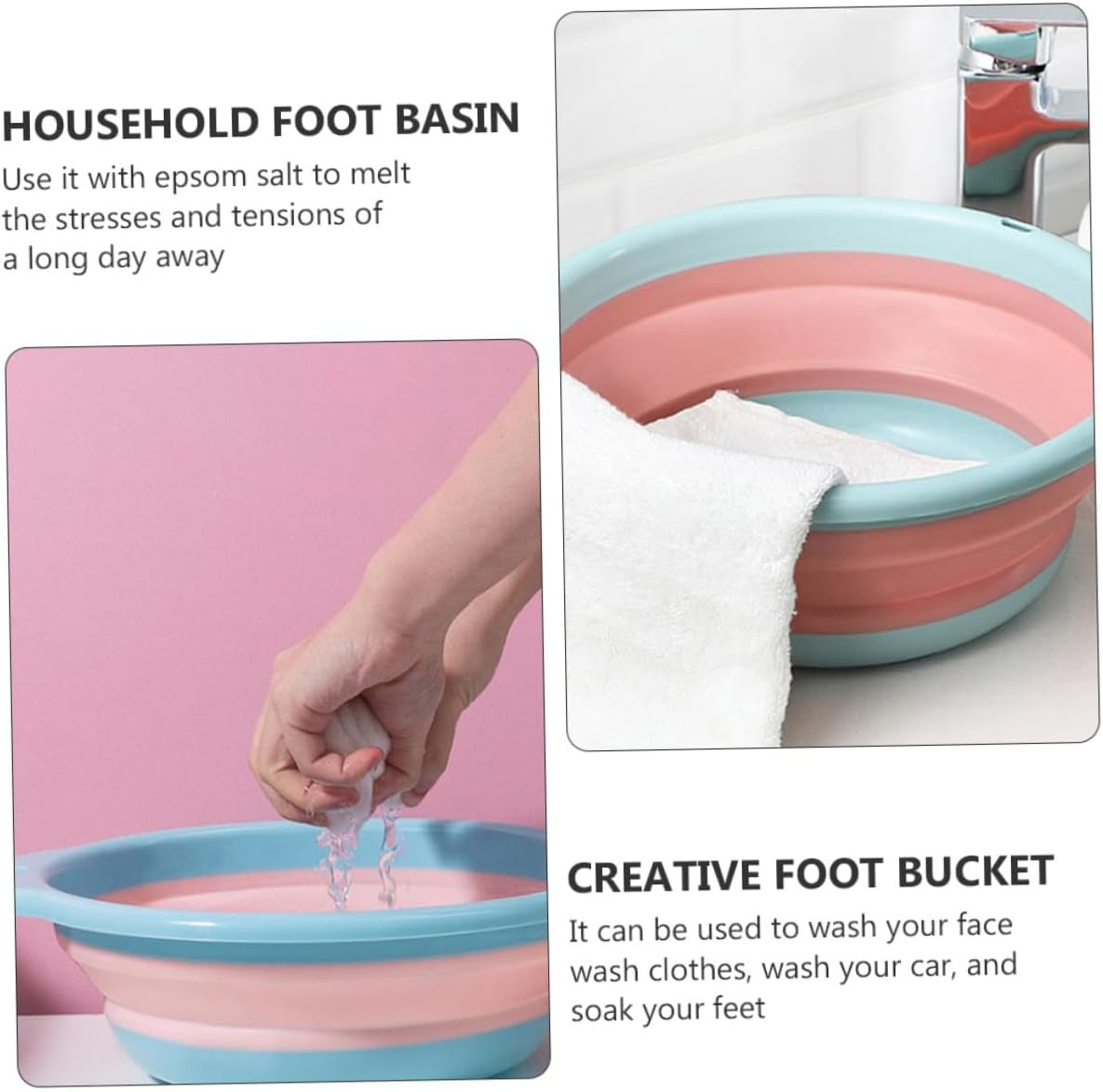 BIUDECO Multipurpose Foot Bath Basin Household Water Bucket for Soaking Laundry