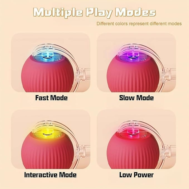 JIGCEN Intelligent Interactive Cat Toy, the Red Automatic Moving Rolling Ball, Rechargeable Interactive Toys for Cats, Cat Toys for Indoor Cats image number 3