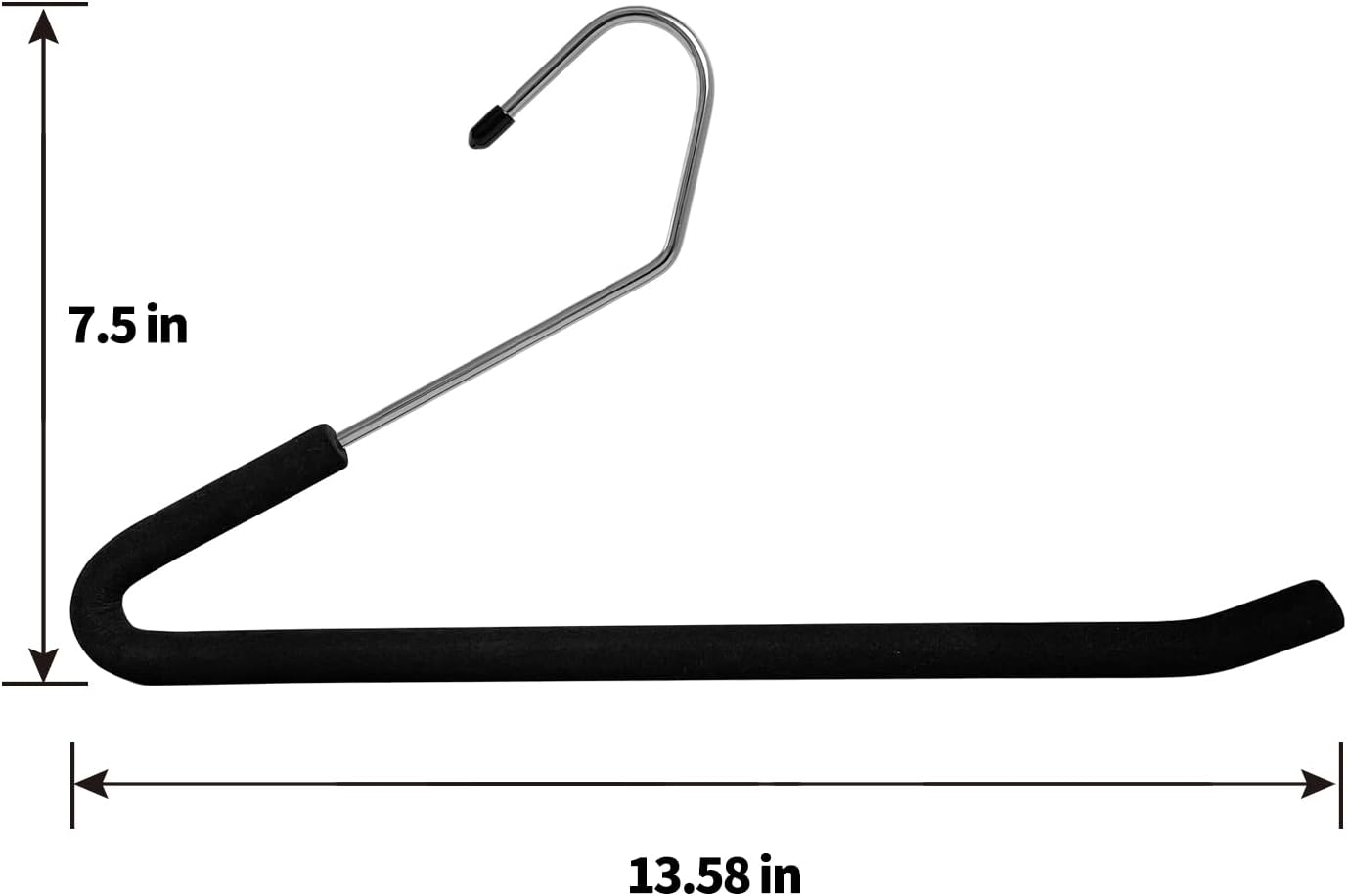 Homa Jia Heavy-Duty Pants Hangers Non-Slip, Foam Open Ended Slacks Pants Hangers for Men and Women, Space Saving Metal Trousers Hangers for Closet, Skirt and Jean Hangers, Black (10 Pack) image number 6