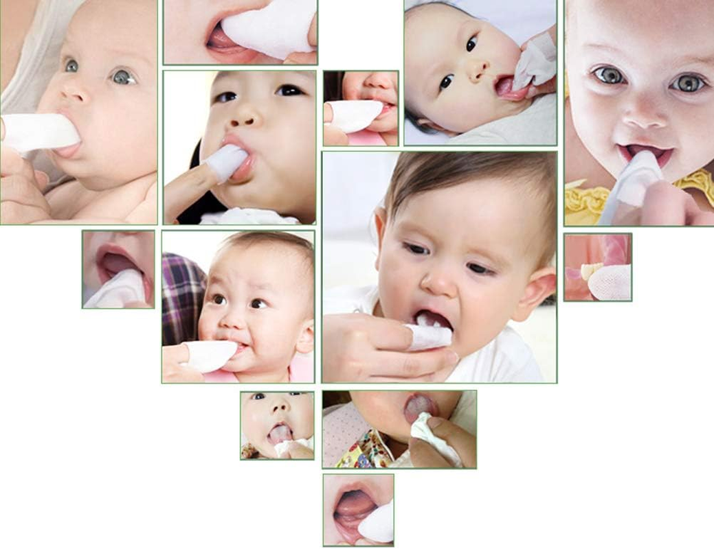 Zmmyr 120Pcs Baby Teeth Soft Gauze Finger Clean Oral Hygiene Tongue Milk Stain Cleaning for 0-2 Years Old