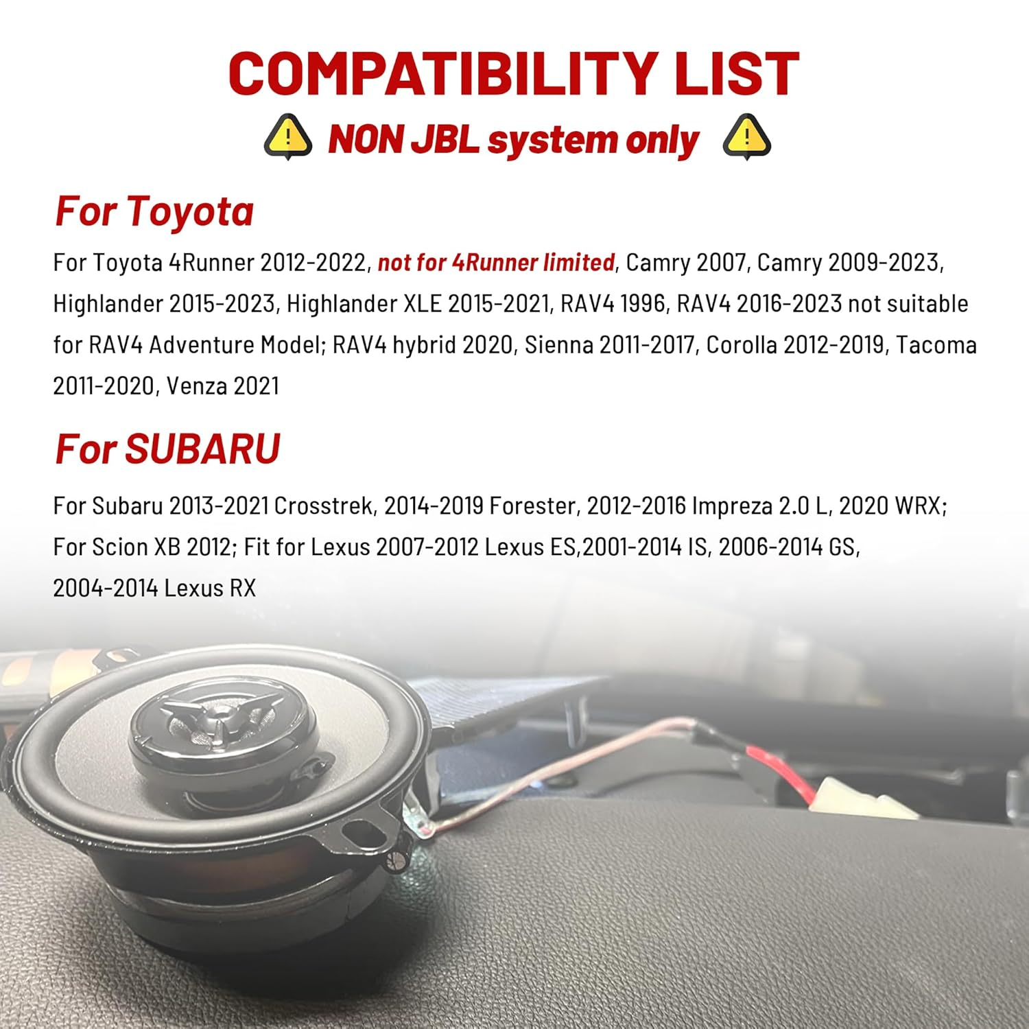 REDWOLF for Toyota Corolla,Highlander,4Runner Camry Car Front Door Pro Tweeter Audio Speaker Wiring Harness Adapter Connector 2PCS image number 2