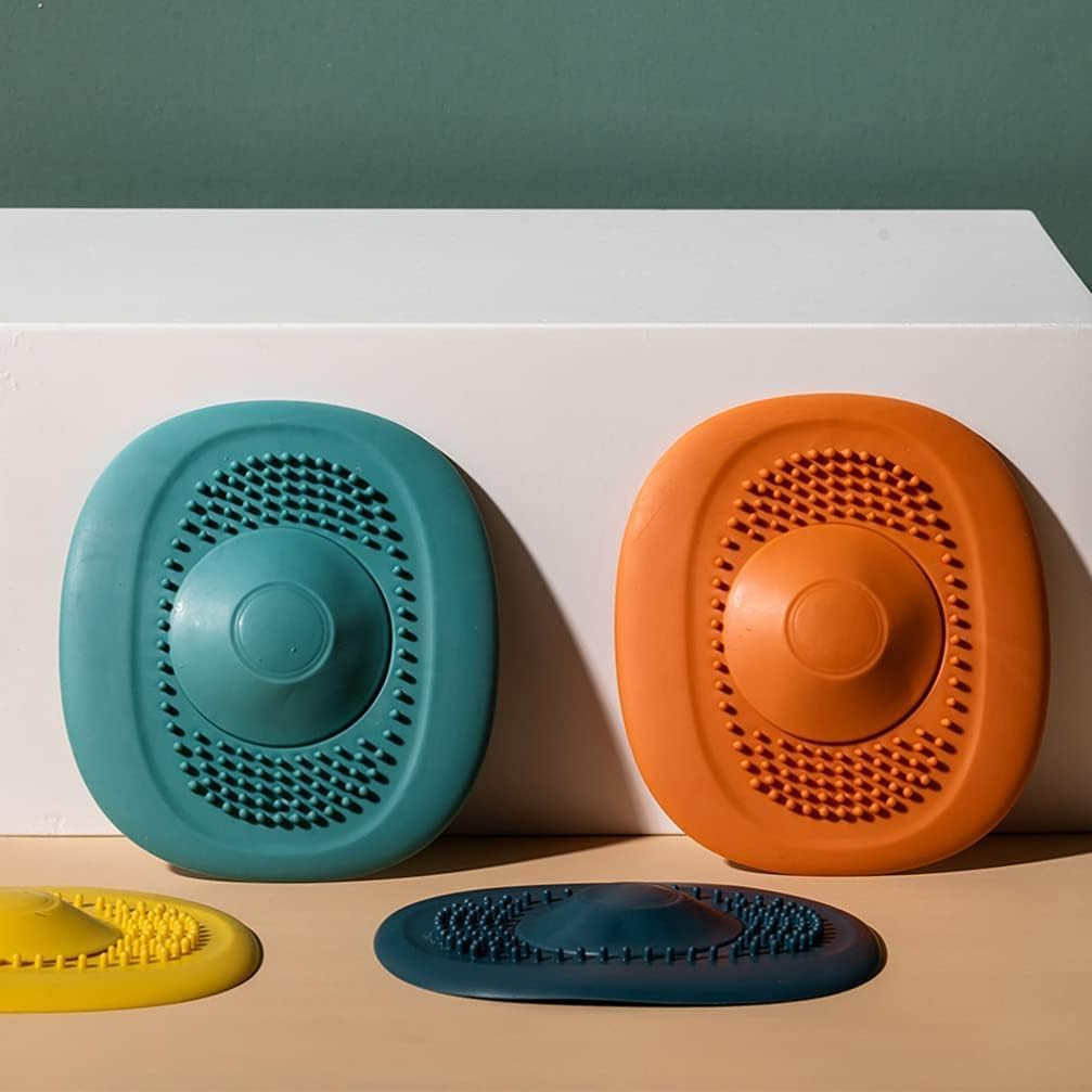 4PCS Bath Plug Sink Strainers, Silicone Sink Strainer,Universal Drain Plug, Kitchen Sink Plugs Plug Hole Hair Catcher (2 Blue + 2 Orange) image number 1