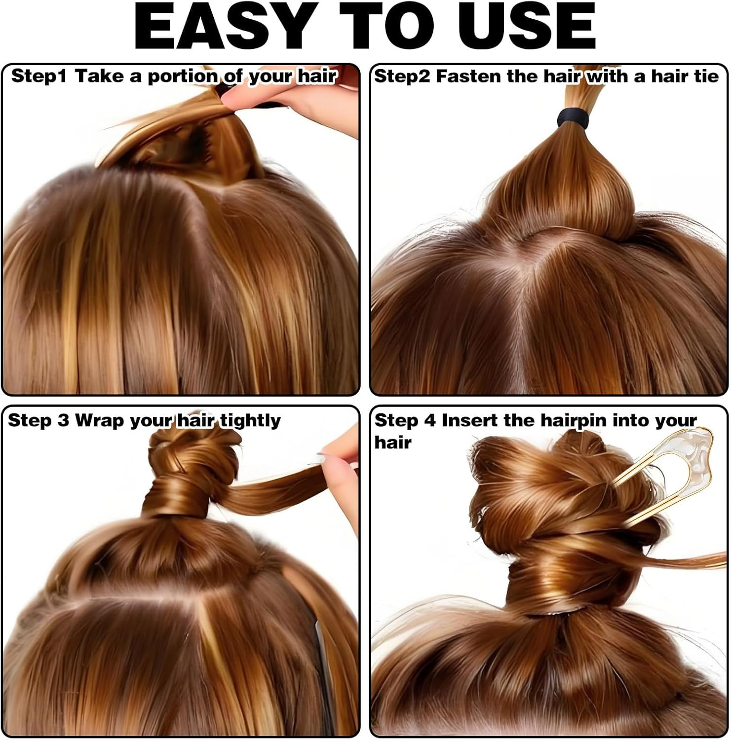 6 Pcs U French Hair Pins Women Metal for Hair Bun U Shaped French Twist Pin Gold Blue Thick Thin Chignon Hairstyles Accessories Classical Sticks for Women Girls Holiday Gifts Wedding Updo Top Knots image number 3