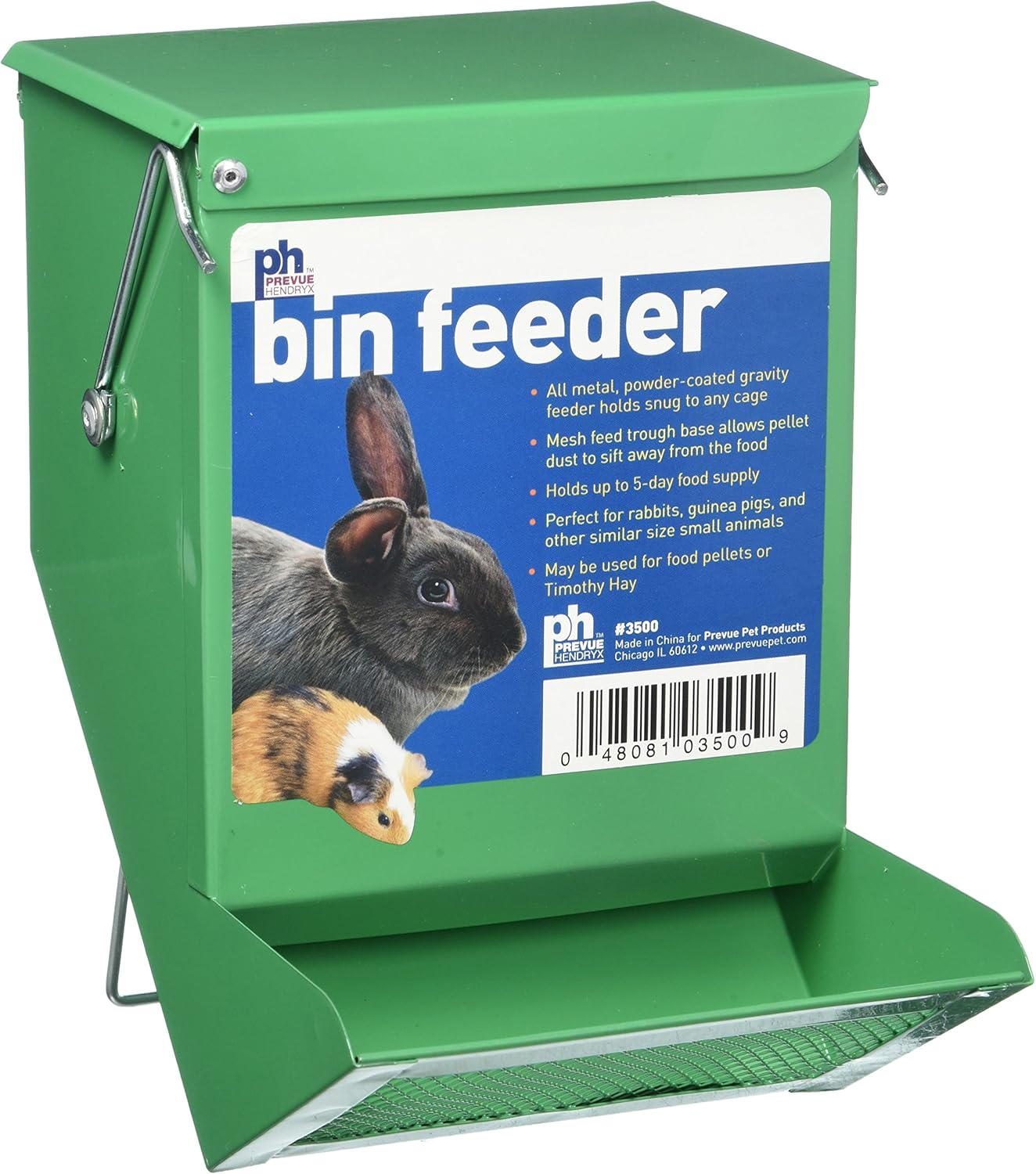 Prevue Pet Products SPV3500 Metal Small Animal Bin Feeder, Green