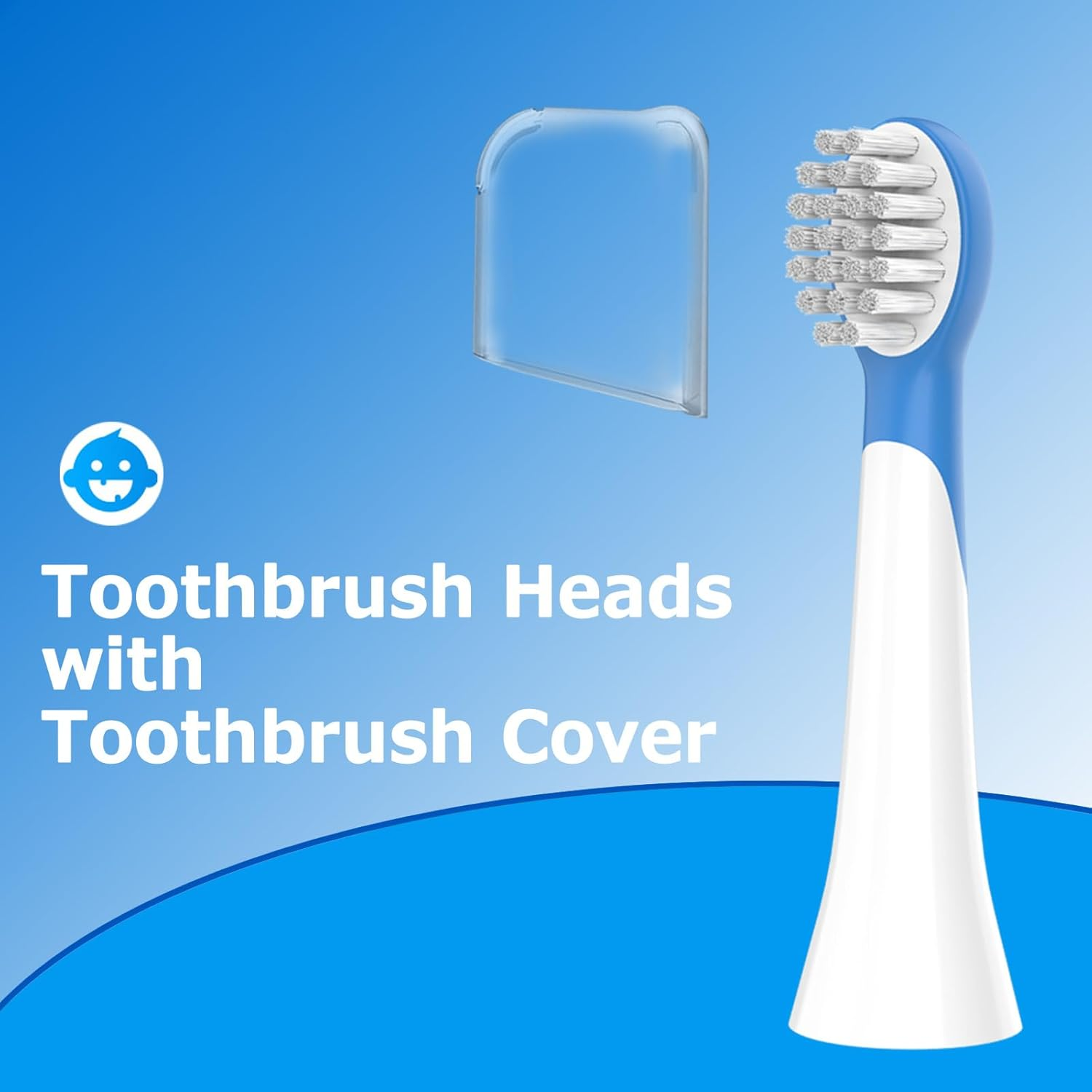 Kids Replacement Toothbrush Head Compatible with Philips Sonicare Kids Electric Toothbrush HX6321, HX6340, HX6032/94, HX6321, HX6042, 8 Pack Soft Brush Replacement Heads for 3+ Years Old Child - Blue image number 1