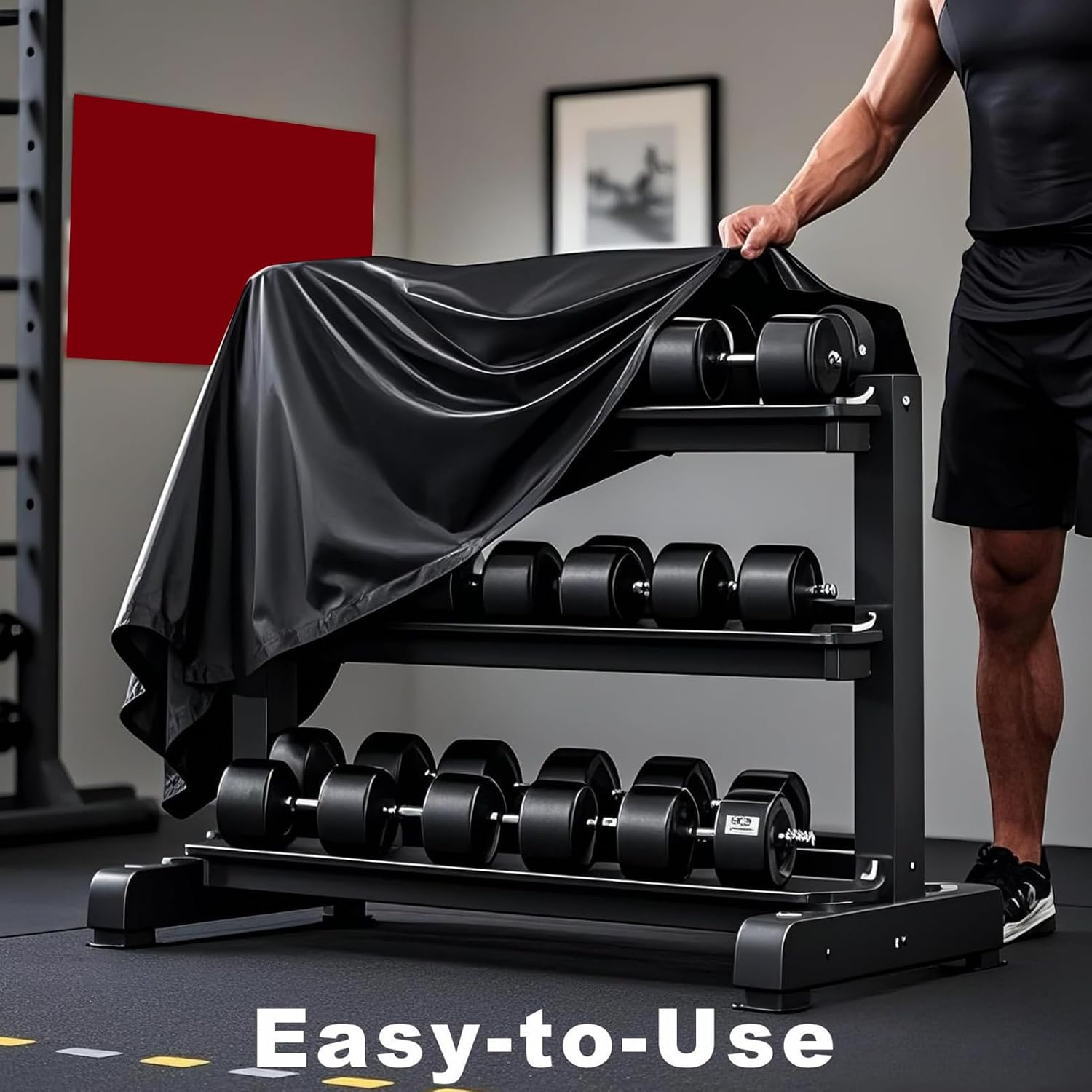 Weight Rack Cover - Waterproof Oxford Guard,Waterproof Oxford Dumbbell Rack Protective Cover,For Exercise Machine Fitness Accessories Indoor Home Workplace Living Room image number 1
