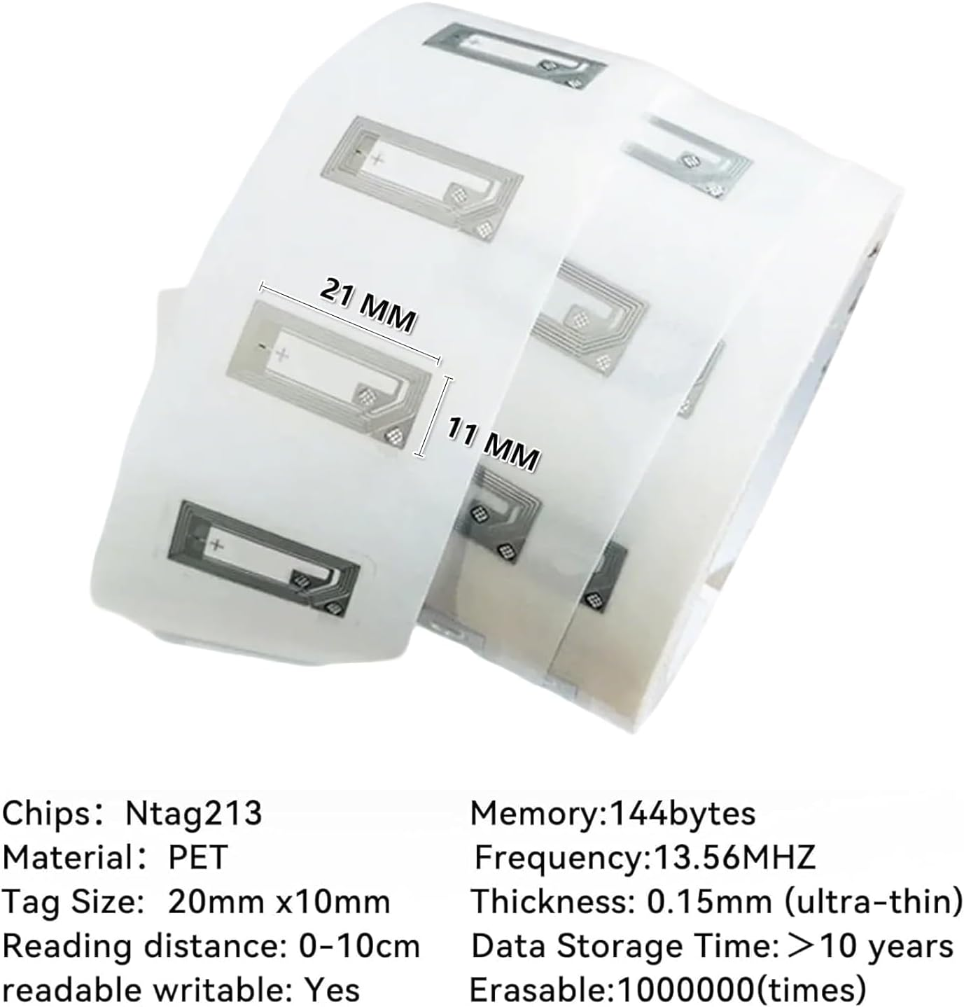 50 PCS NFC Tags Sticker, Original NTAG213 Chip NFC Stickers Adhesive Labels Clear RFID Tags Rewritable 144 Bytes Memory Work with All Nfc-Enabled Smartphones and Devices image number 3