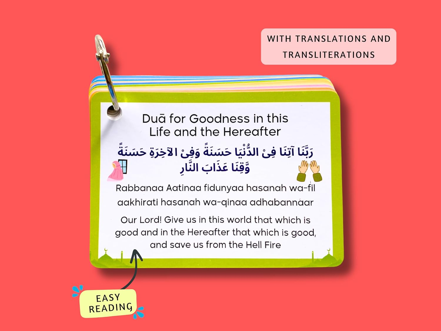 Daily Dua Cards, Islamic Flash Cards, Muslim Children Gift, Dua Cards, Quran, Dua Book, Arabic Dua Cards with Transliteration, Ramadan Gift