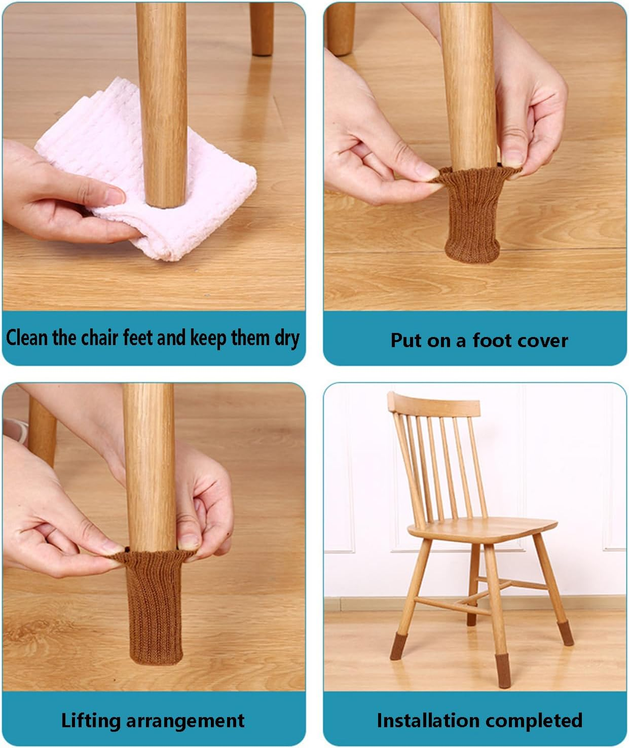 Taicols Chair Leg Socks, 40 Pcs Furniture Socks, Chair Covers for Legs, Chair Leg Floor Protectors, Furniture Sliders for Chair Legs, Furniture Cups Table Feet Cover, Knitted Chair Feet Socks (Beige) image number 2