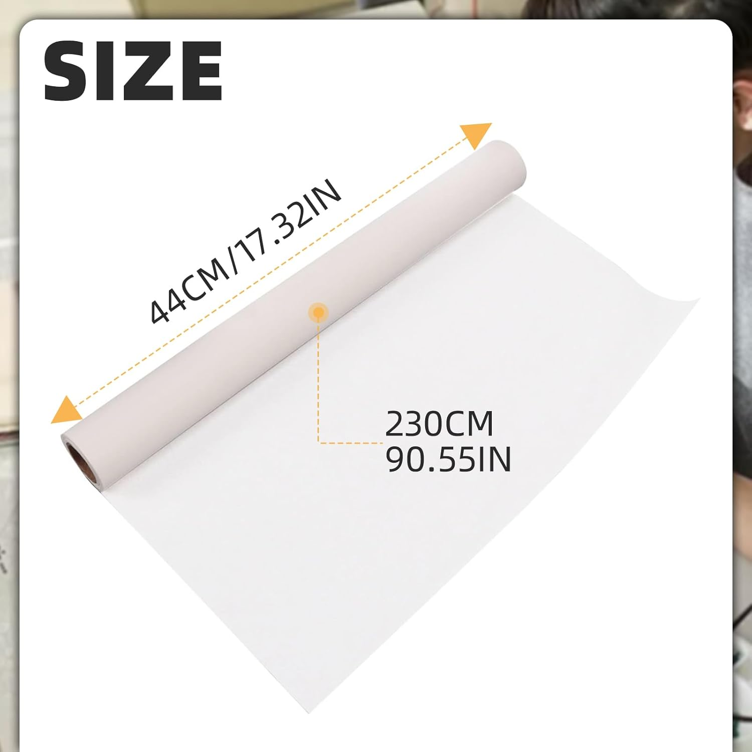 Tracing Paper Roll, White Tracing Paper Sketching Roll Translucent Pattern Paper for Sewing Drawing Sketching Gift Wrapping (44Cm X 23M) image number 4