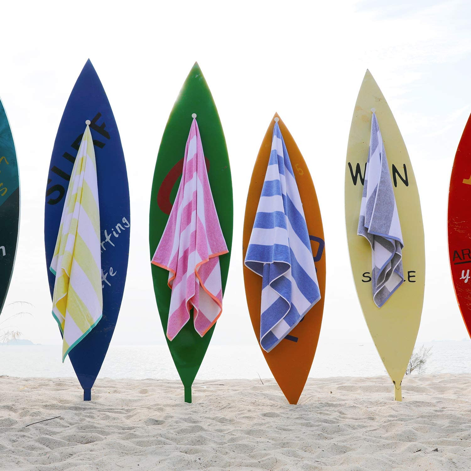 HENBAY Fluffy Oversized Beach Towel - Plush Thick Large 70 X 35 Inch Cotton Pool Towel, Rose Red Striped Quick Dry Swimming Cabana Towel image number 5