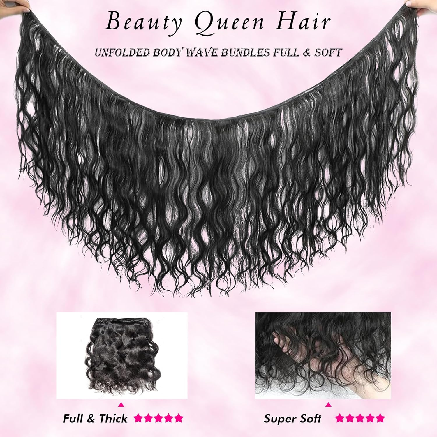Beauty Queen 16A Body Wave Bundles Human Hair (20 18 16 Inch) 100% Unprocessed Brazilian Virgin Weave 3 Bundles Human Hair Full and Thick Remy Hair Extensions Natural Color for Women image number 6
