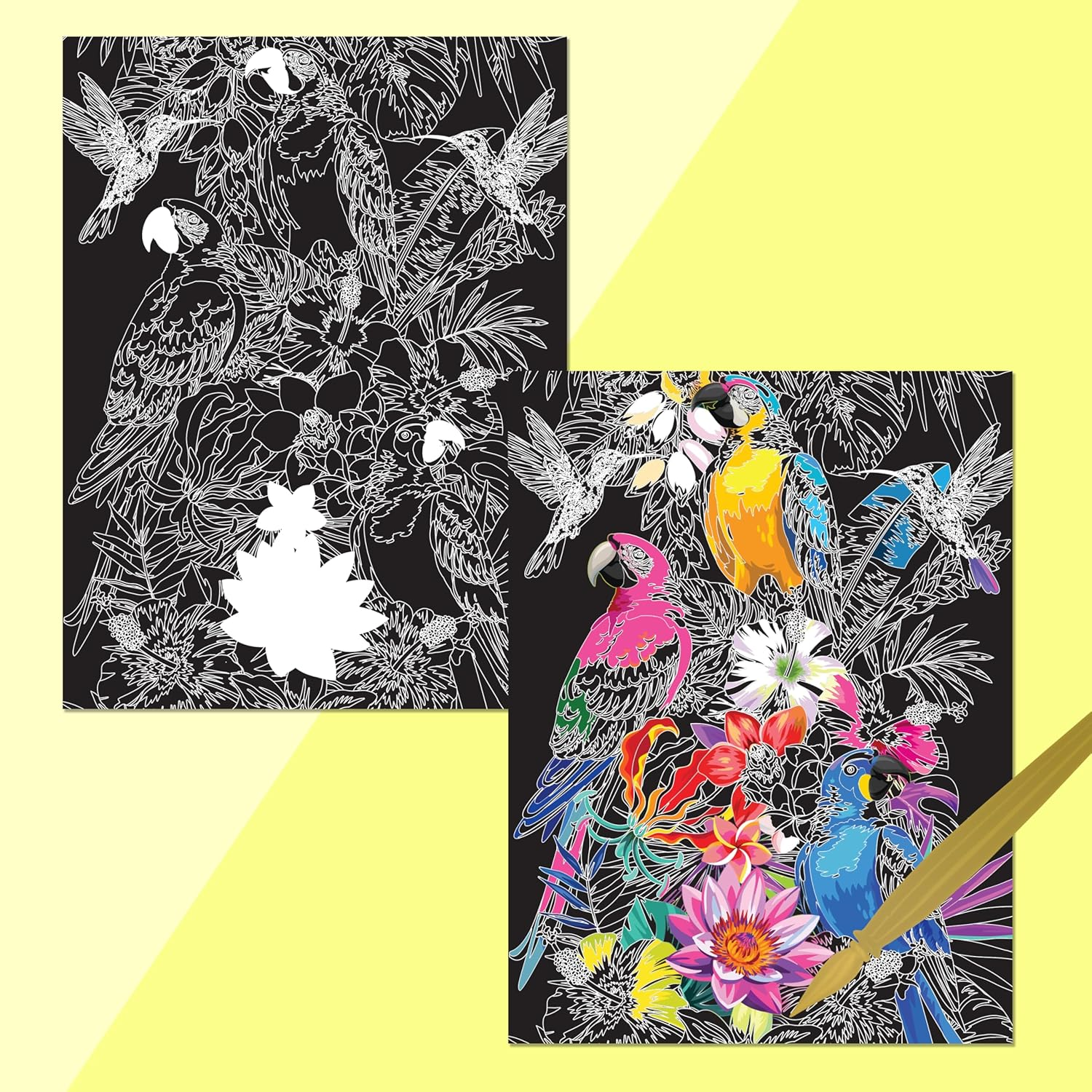 Kaleidoscope Etch Art Creations Neon Nature &ndash; Etch-Art Panels & Stencils Included &ndash; Explore Vibrant Flowers & Plants &ndash; Fun Creative Activity for Kids Aged 8-12 image number 3