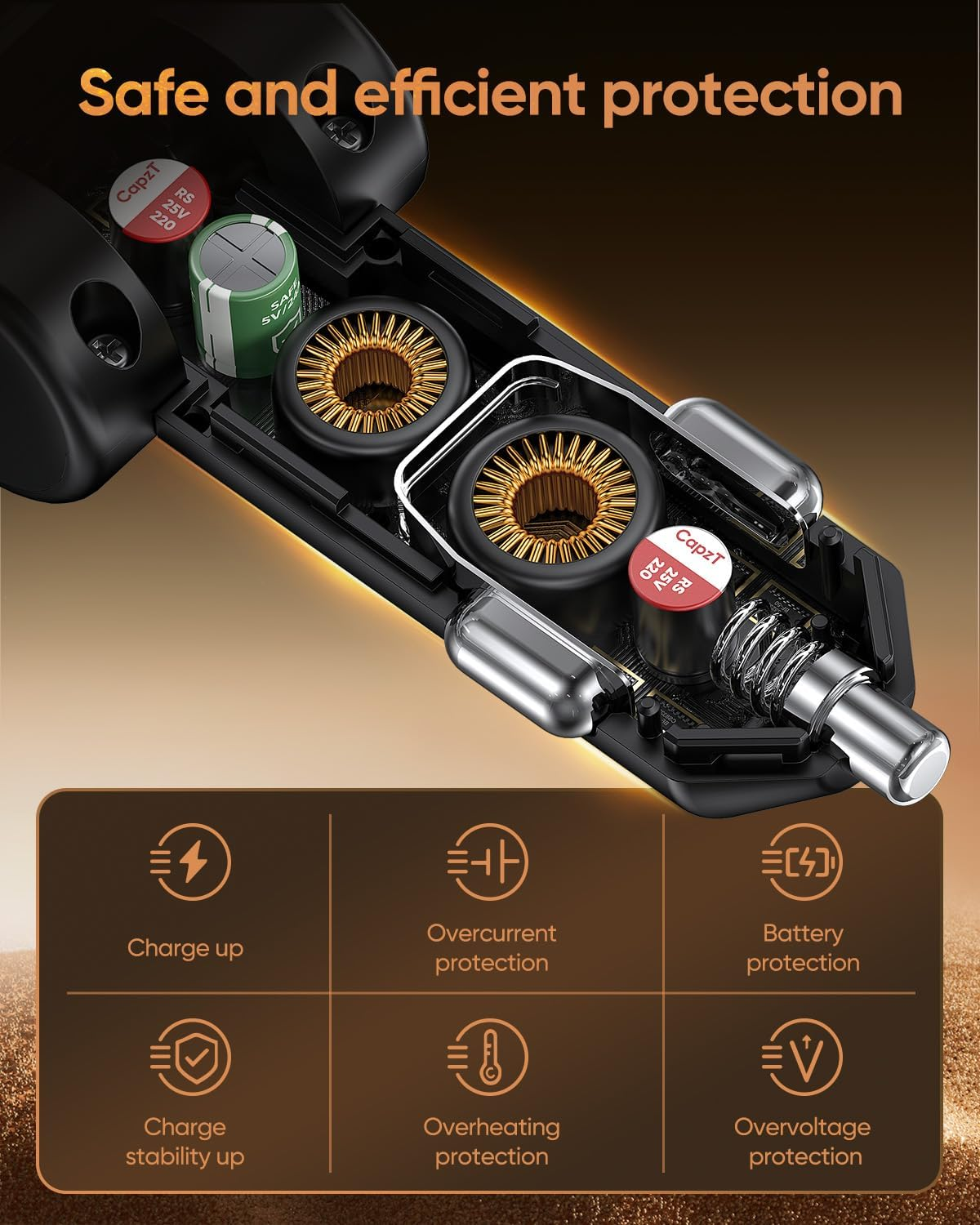 SUNGUY 3-In-1 Car Charger, Ultra-Compact Retractable, Fast Charging, 12/24V Cars, Charge 3 Devices Simultaneously, 80Cm Type-C Cable Compatible with I-Phone 16/15 Series, Ipad/Iwatch/Galaxy image number 1