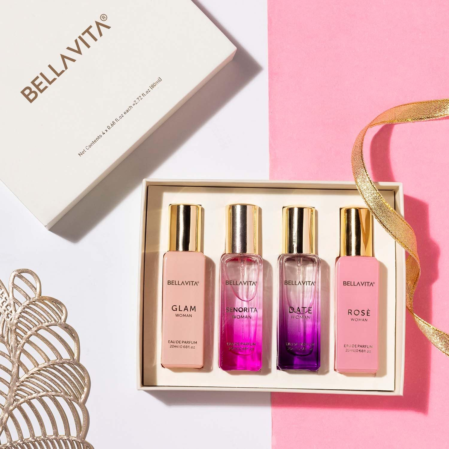 Bellavita Luxury Eau De Parfum Set for Women (4X20 Ml) with Date, Senorita, Glam, Rose | Vanilla, Floral, Sweet, Musk | Perfect for Trials, Gifting, or Blending to Craft Your Unique Fragrance image number 1