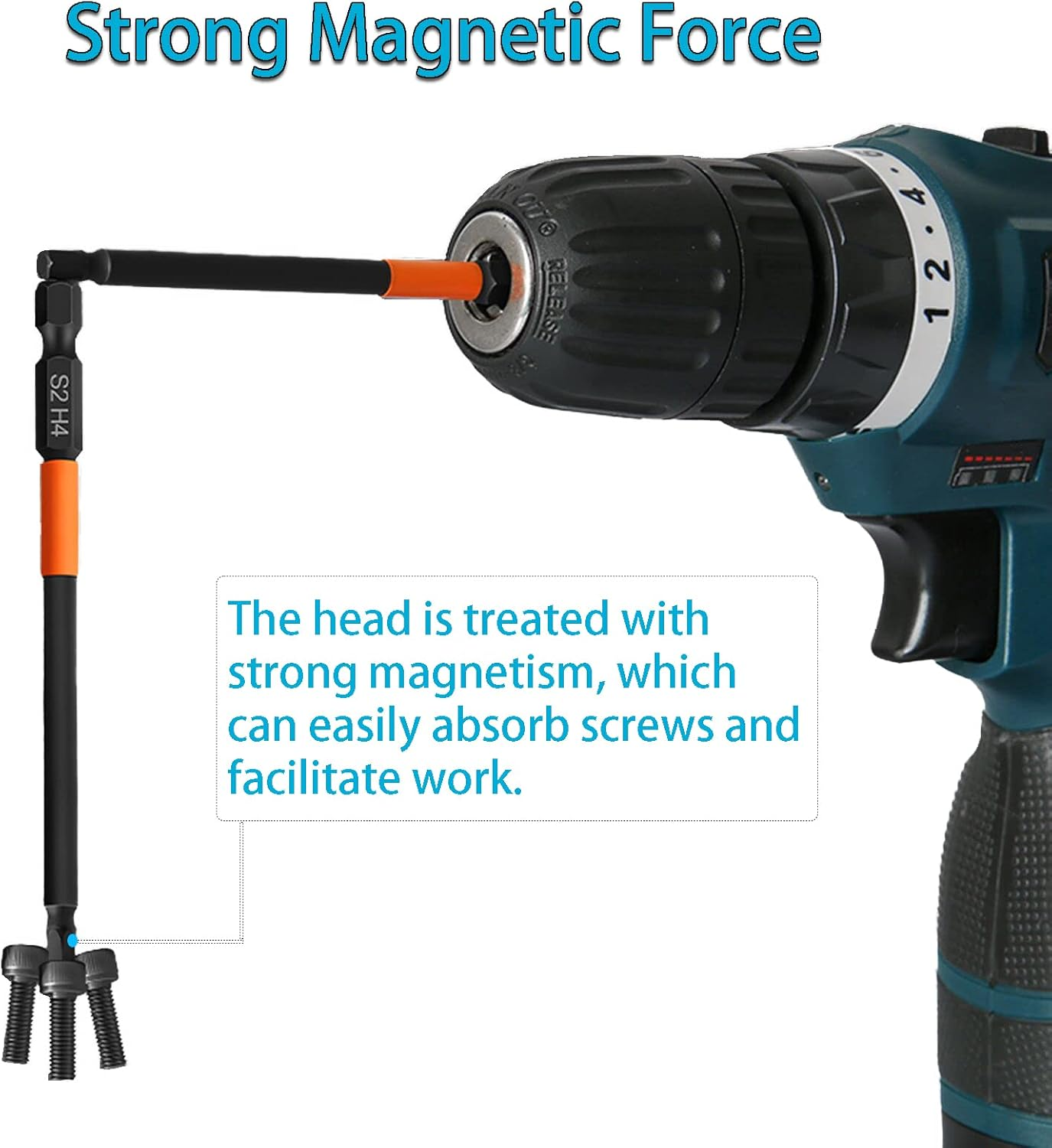 YUENTOEN 6Pcs Allen Wrench Screwdriver Bits - S2 Steel Hex Bits Set Magnetic Screwdriver Bit Set with 1/4 Inch Hex Shank H2.5-H6, 3.93 Inch Length image number 1