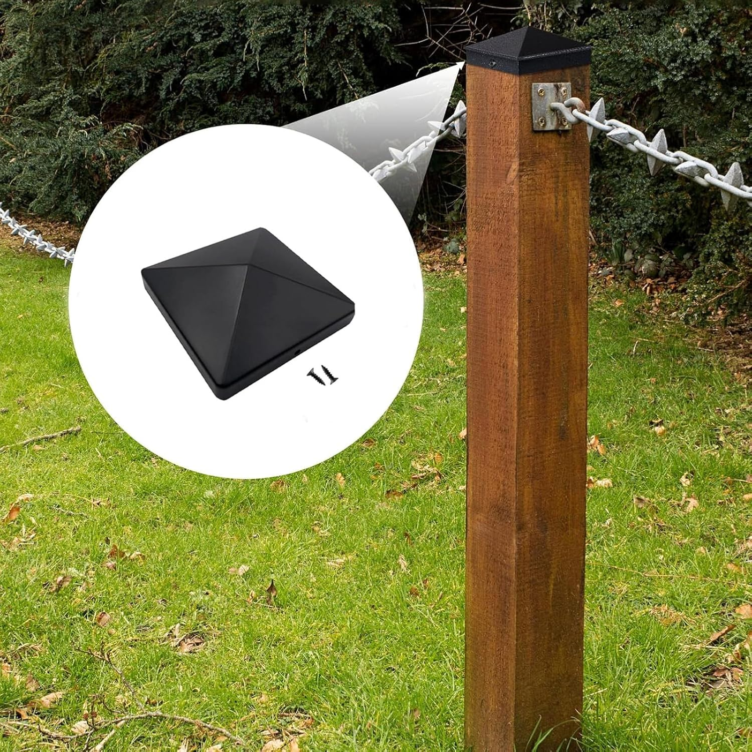 16 Pieces Post Caps 100 X 100 Mm Plastic Fence Caps Caps for Fence Posts Black Fence Caps for Wooden Posts for Fences Posts Railing Steel Tubes image number 6