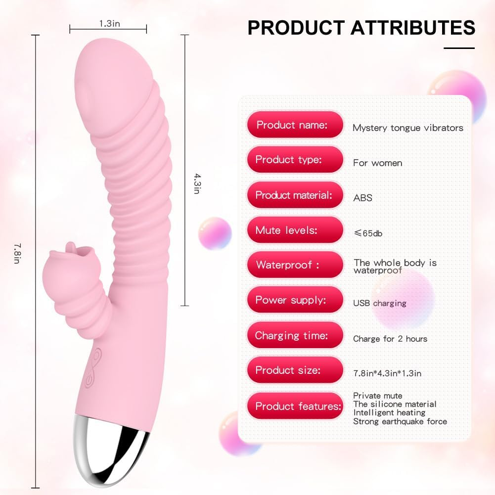 Vibrating and Heating G-Spot Female Masturbator Vibrating Massage Stick Strong Vibration Silent 10 Modes Strong Stick Portable Soft Silicone Ball Close-Fitting Bullet Massage Pleasure Electric Waterproof Setting Sexy Masturbation Female Vibrator Passion Fish Tongue Licking Heating Vibrator Charging Design Intelligent Variable Frequency Silicone Jumping Egg Adult Products (Pink) image number 2