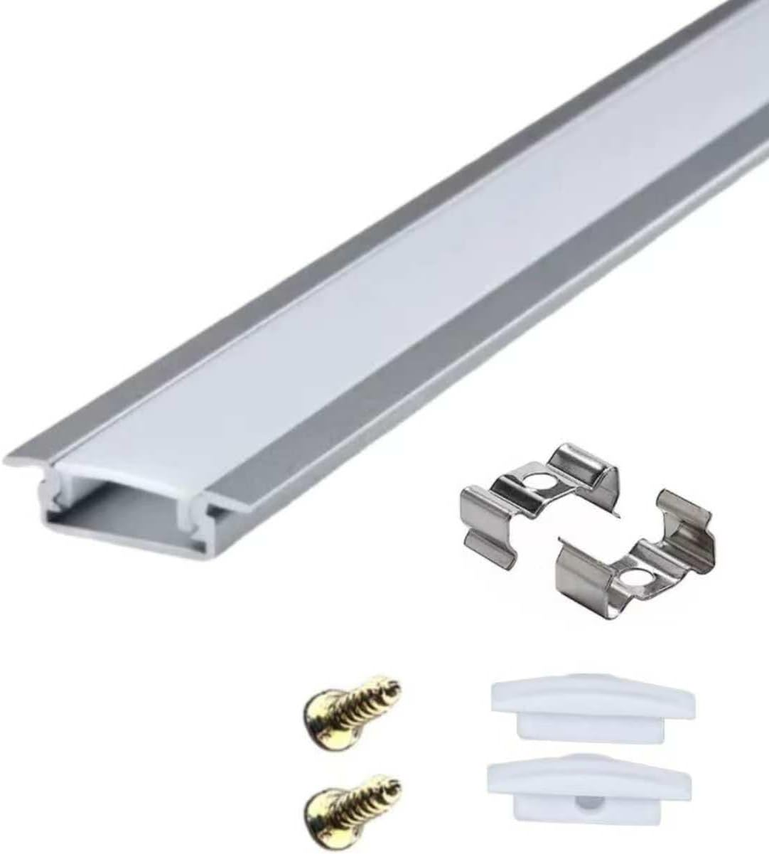10 Pack 40Cm LED Aluminum Channel System (U, V, YW, U Wide Styles) LED Strip Diffuser Kit Milky White Cover End Caps Mounting Clips Screws LED Profile for under Cabinet Display Lighting H (U Style) image number 5