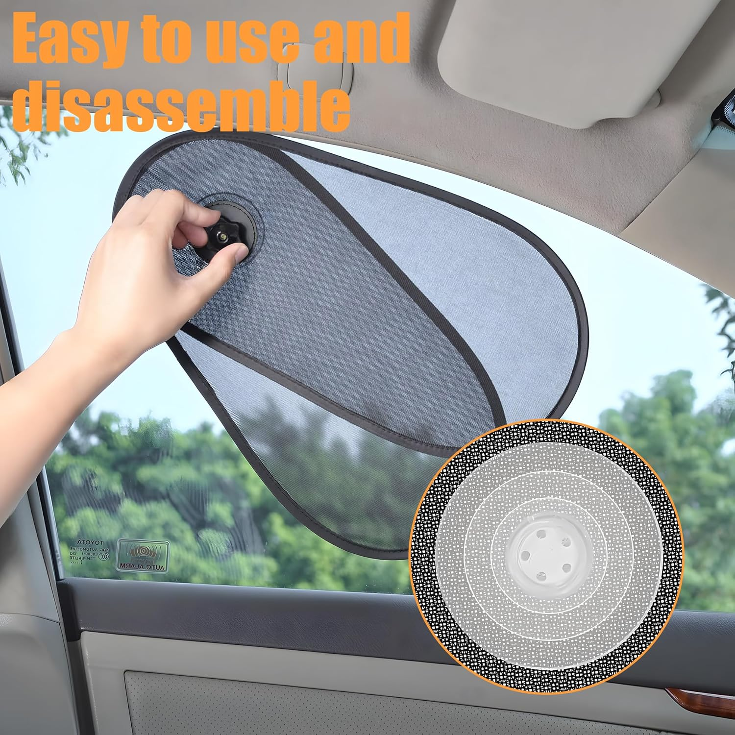 2 Pack Rotatable Car Window Shade for Baby & Driver - Adjustable Mesh Sun Blocker with Easy Suction Cup Installation, Universal Fit for Side Windows & Windshield Sun Protection image number 4