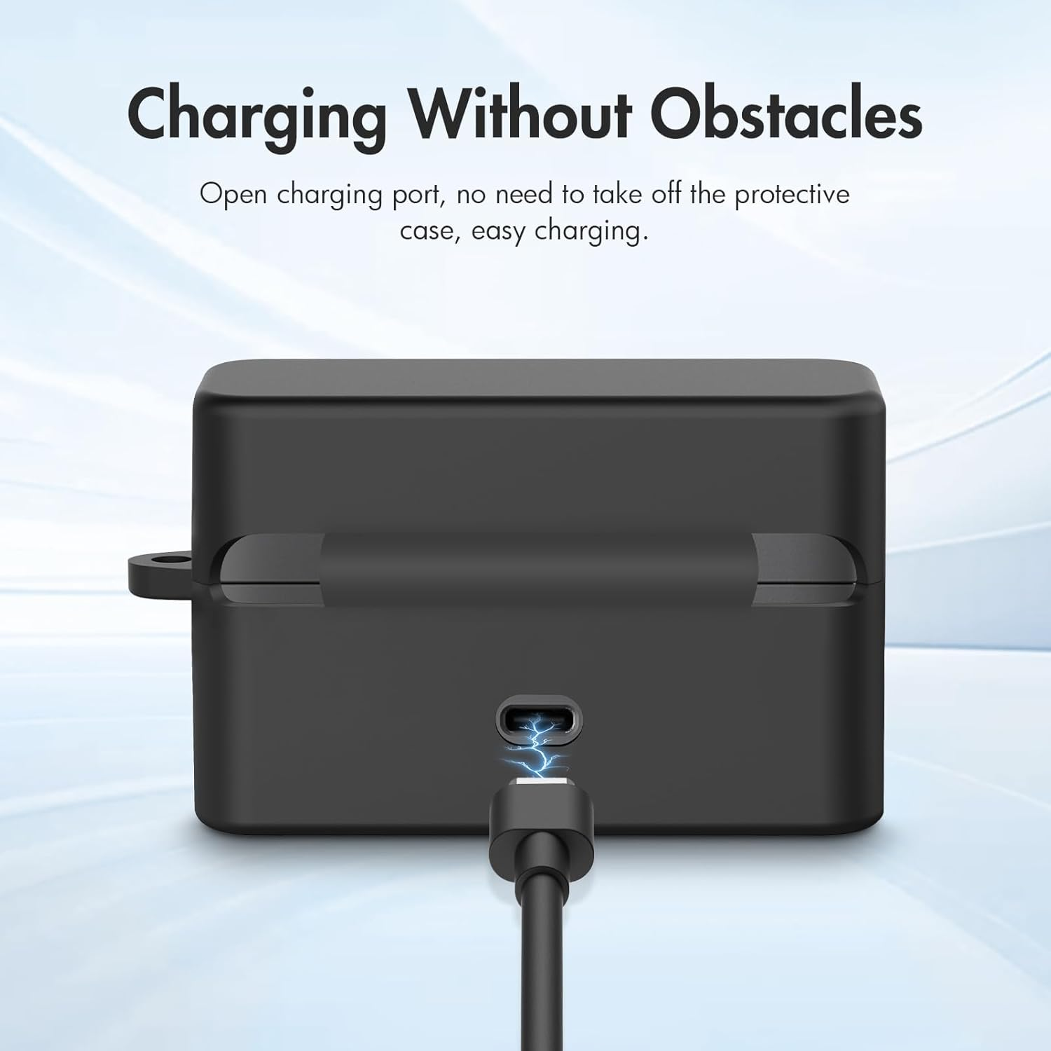 Case for DJI Mic Mini,Noukaju Silicone Protective Cover(With Carabiner + Lanyard) Drop-Proof,Scratch-Proof,Dust-Proof,Protective Case for DJI Mic Mini Microphone(Black) image number 5