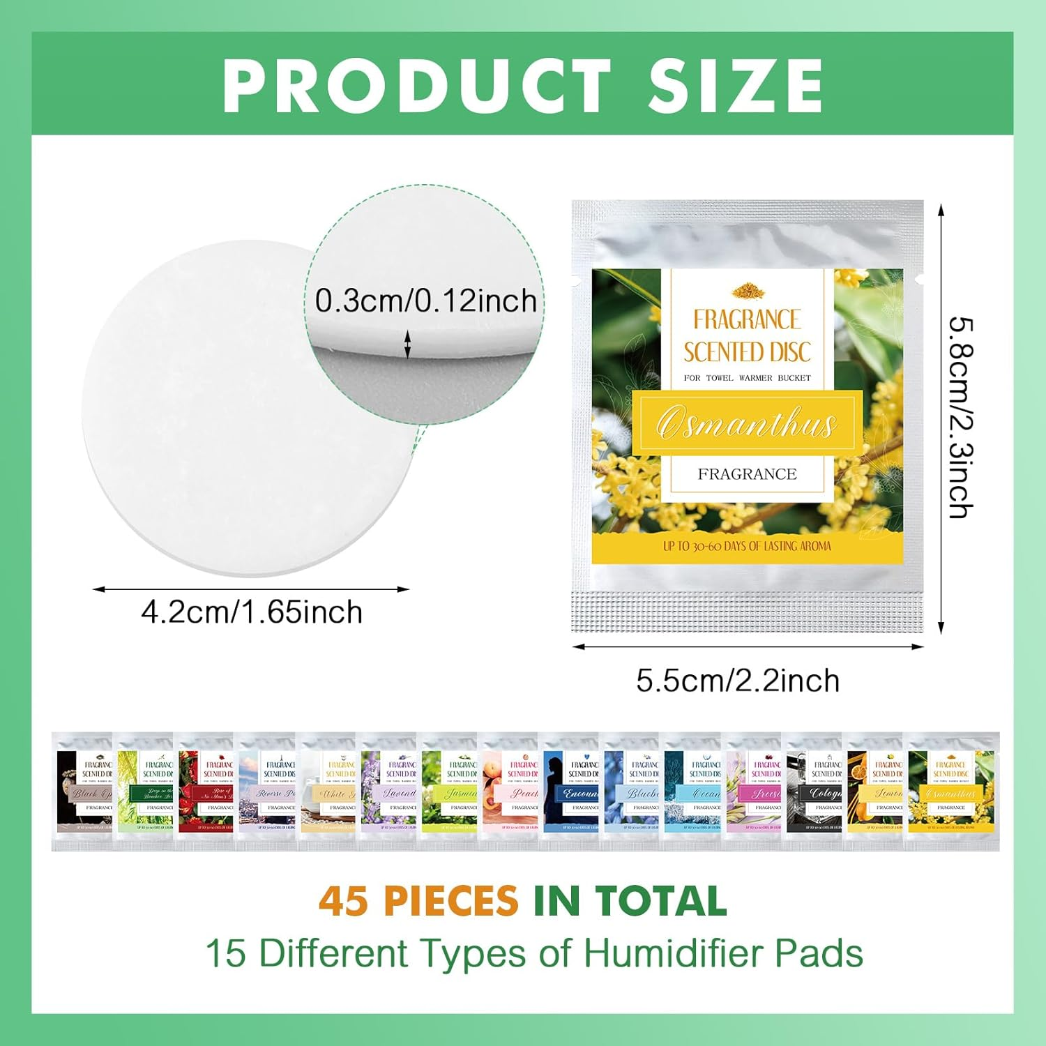 Leelosp 45 Pieces Towel Warmer Fragrance Disc 15 Fragrant Scents Fragrance Scented Pads Aromatherapy Tablets for Towel Warmer Home Fragrance Accessories, Fresh Aroma Stays for 30 to 60 Days image number 1