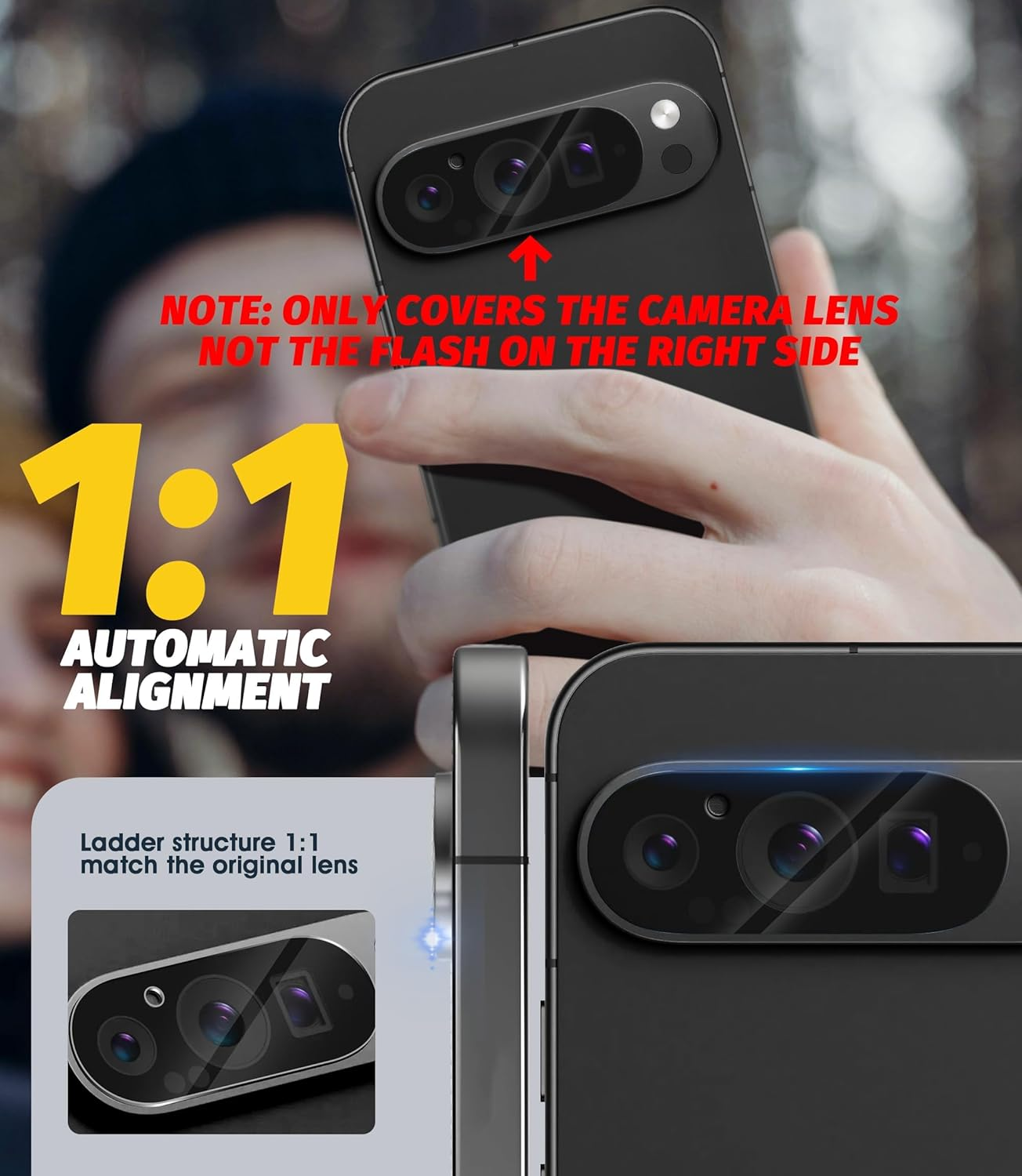 (3 Pack) Camera Lens Protector Compatible for Google Pixel 9 Pro 6.3 Inch (Not for XL Model) Case Friendly Tempered Glass 9H High Definition Microphone Cutout Anti-Scratch