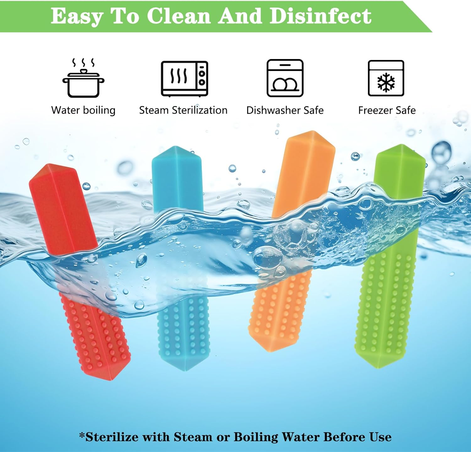 Chew Necklace for Sensory Kids & Adults: 4-Pack Silicone Chew Toys for Autism, ADHD, SPD, and Teething Relief image number 4