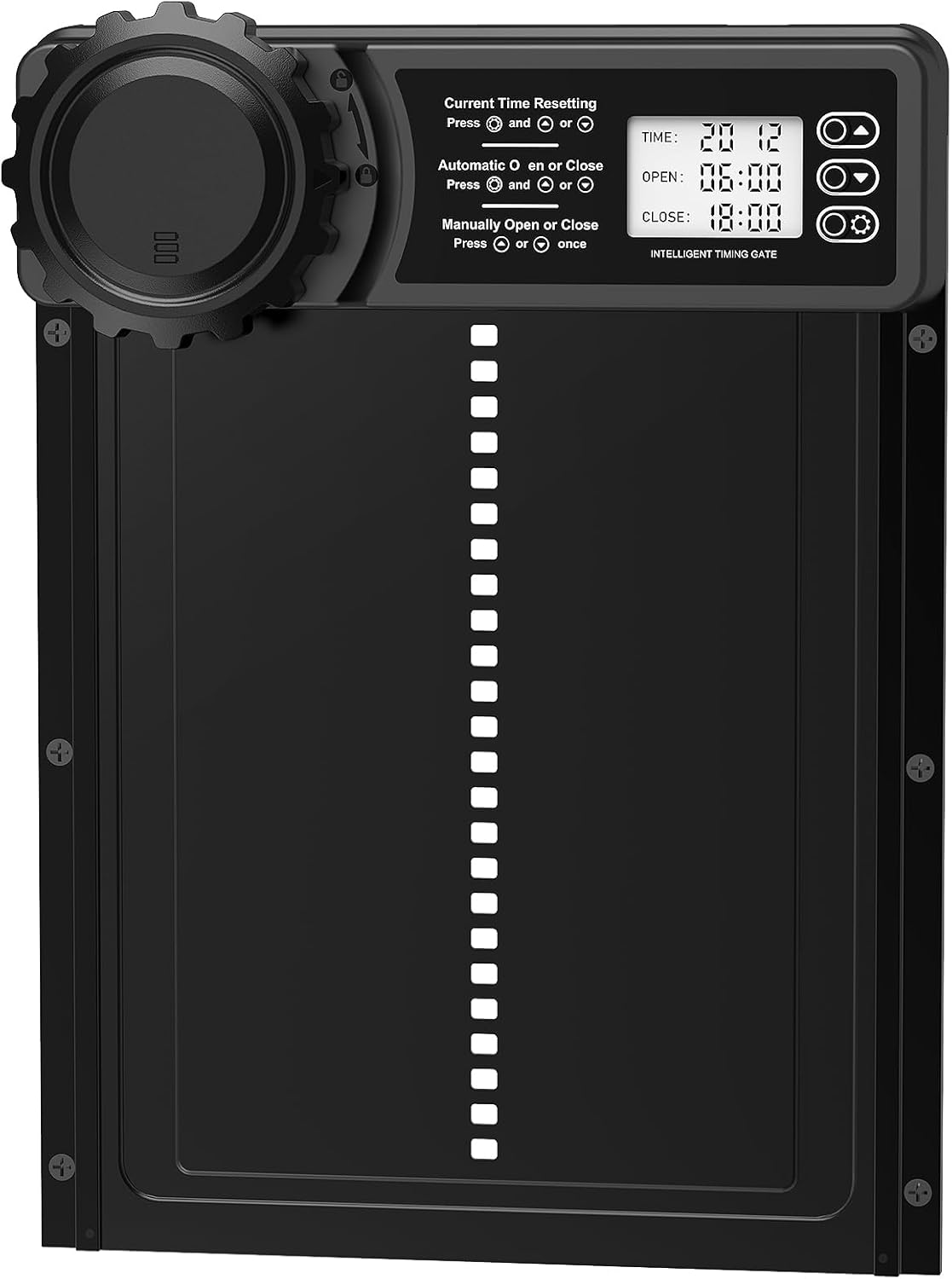 CHAMUTY Automatic Aluminium Chicken Coop Door with Display, Evening and Morning Delay Timer, Grey