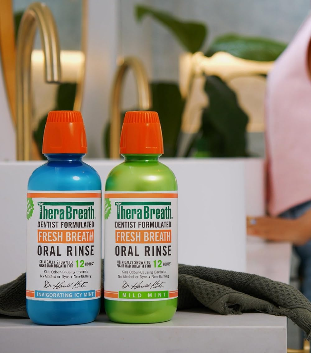 Therabreath Oral Rinse Mouthwash - Fights Bad Breath - Dentist Formulated - Alcohol-Free - Oral Hygiene Products - Dental Care - Mild Mint Flavour - 473Ml image number 5