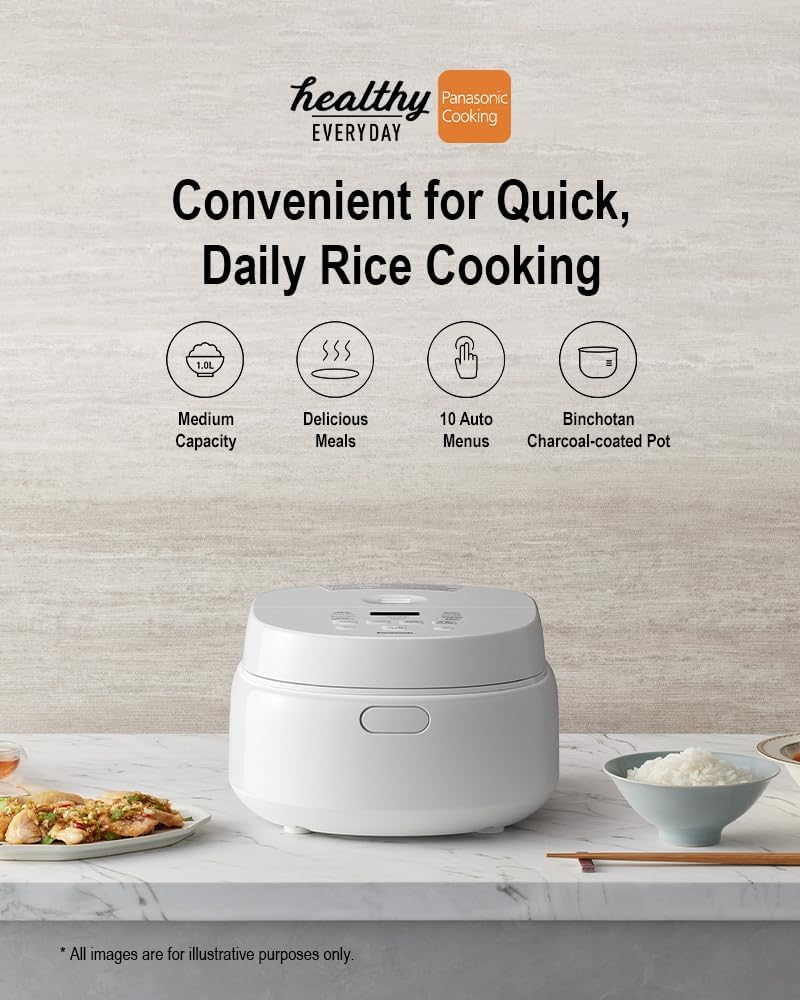 Panasonic 5.5 Cup 1L Premium Rice and Multi Cooker with Fuzzy Logic, 24 Hour Timer, Non-Stick Pan and 10 Auto Menus for Rice, Porridge, Bread, Cake, Soup, Slow Cook and More, White (SR-DL104WST) image number 3