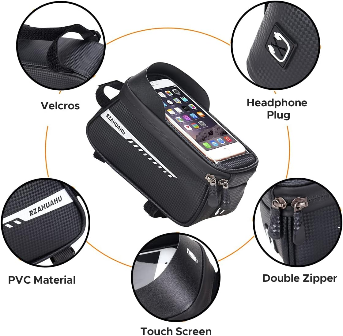 Waterproof Bike Phone Holder Mountain Bicycle Handlebar Pouch - Cycling Storage Bag with TPU Touch-Screen Sun-Visor Rain Cover for Phones under 6.5&rdquo; image number 1