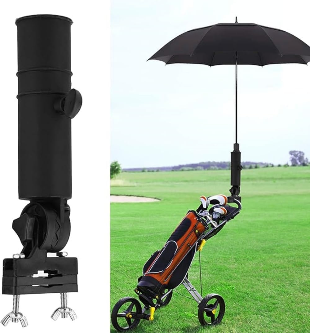 Golf Cart Umbrella Holder,Umbrella Stand,Universal Adjustable Trolley Attachment Umbrella Stand, Anti-Fall Golf Trolley Umbrella Rack for Golf Push Cart,Stroller,Handles,Wheelchair,Beach Chair image number 5